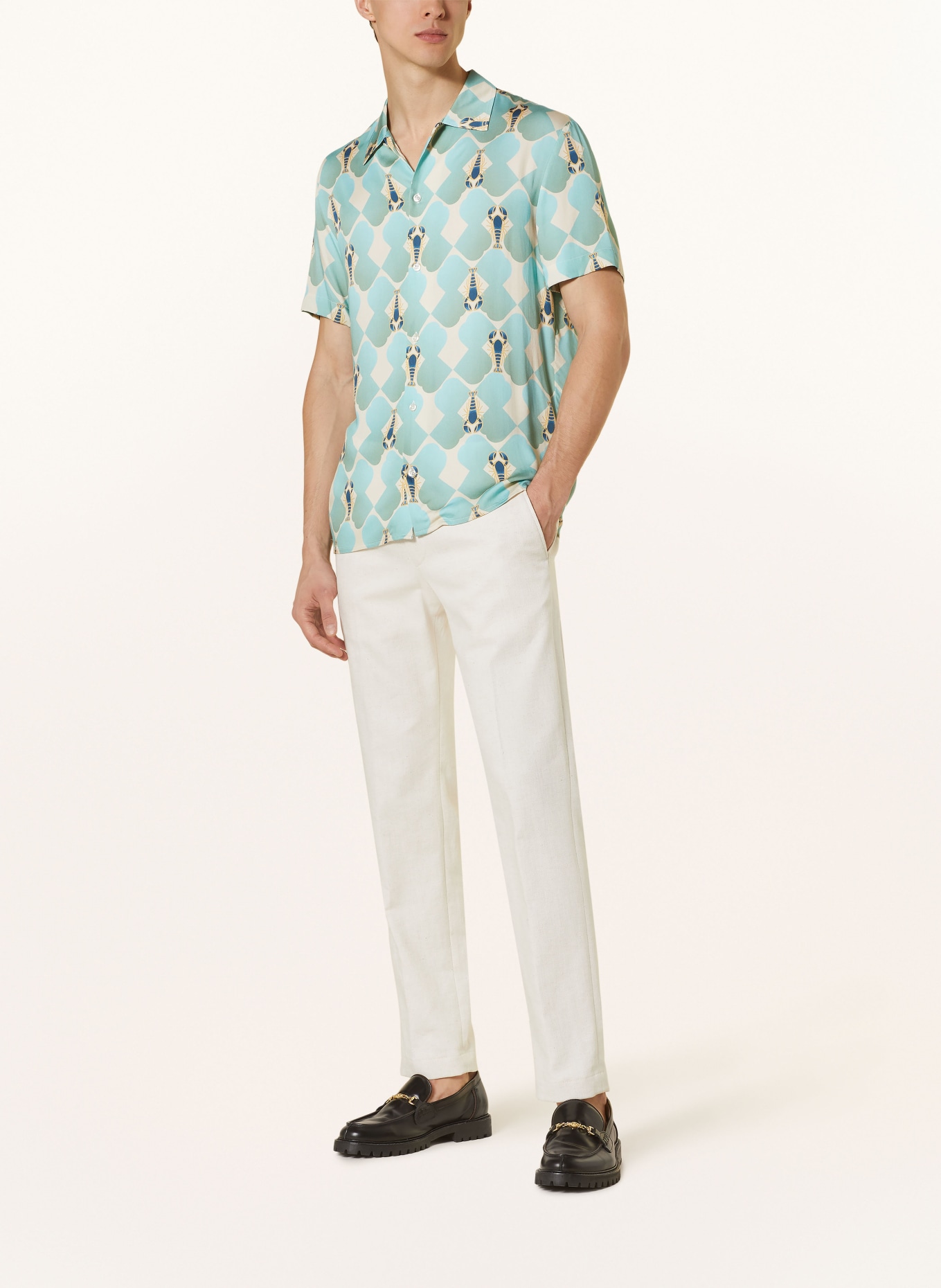 BALDESSARINI Short sleeve shirt EASY regular fit, Color: CREAM/ TURQUOISE/ MINT (Image 2)