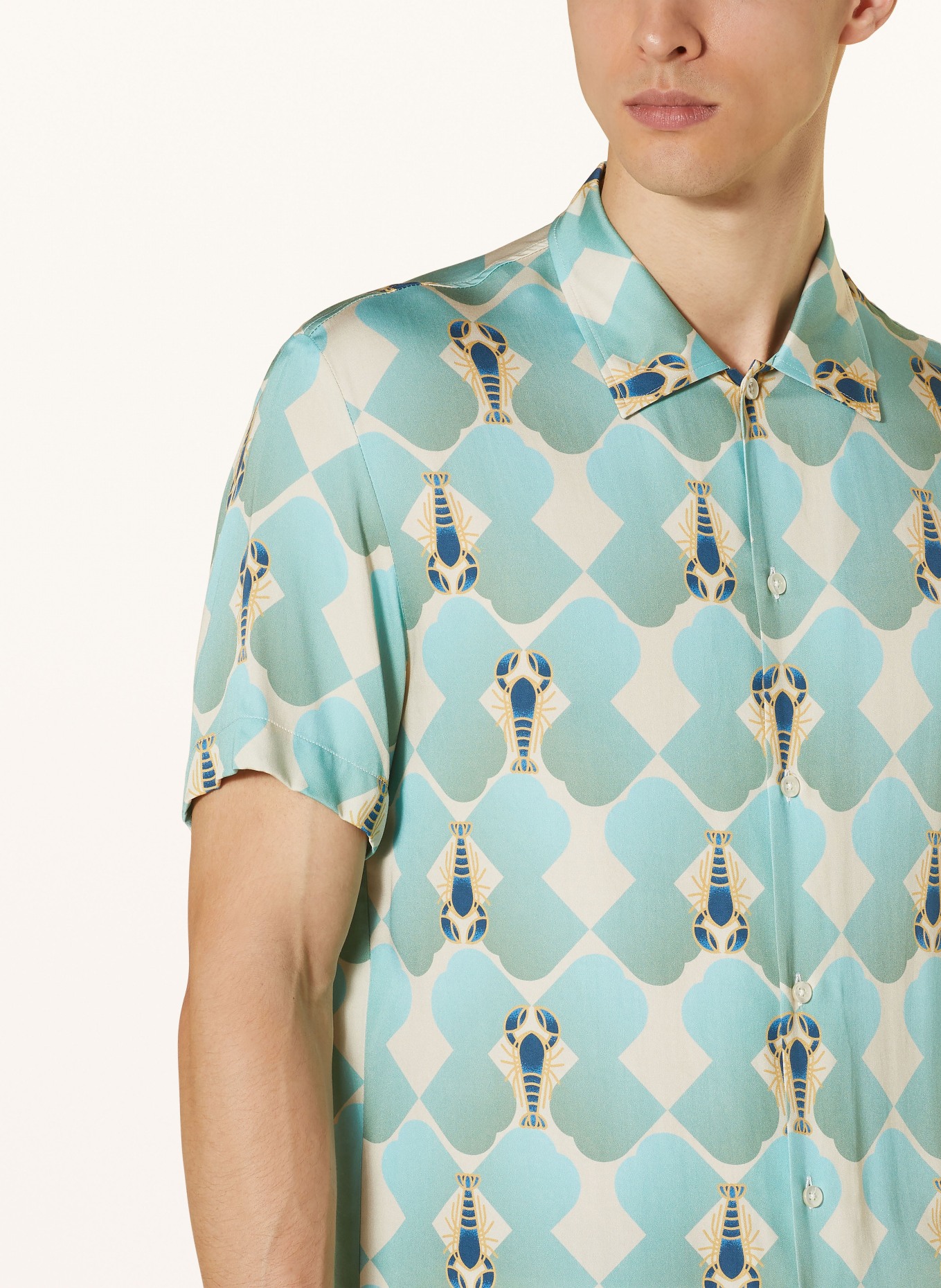 BALDESSARINI Short sleeve shirt EASY regular fit, Color: CREAM/ TURQUOISE/ MINT (Image 4)