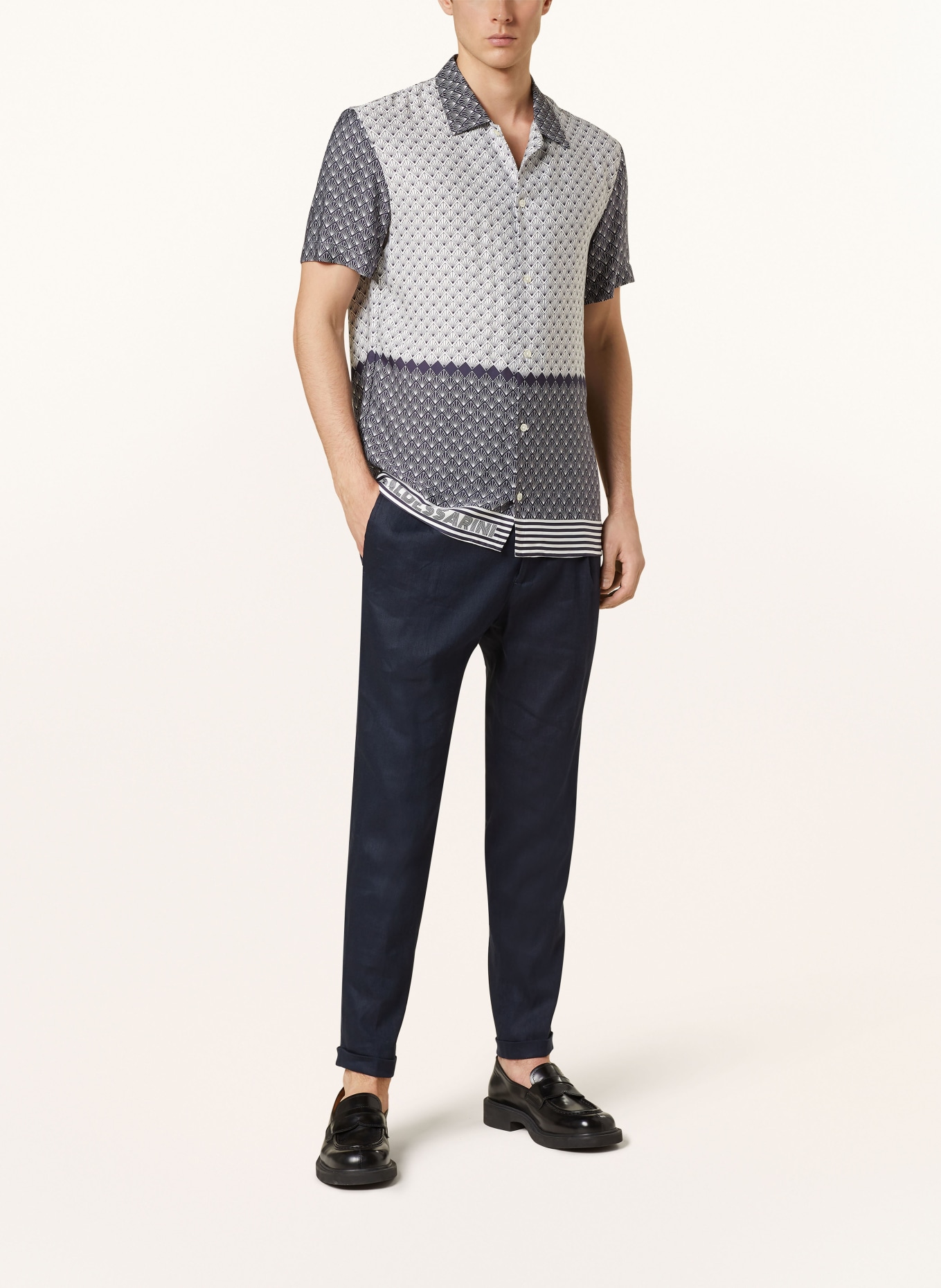 BALDESSARINI Short sleeve shirt regular fit, Color: DARK BLUE/ WHITE (Image 2)