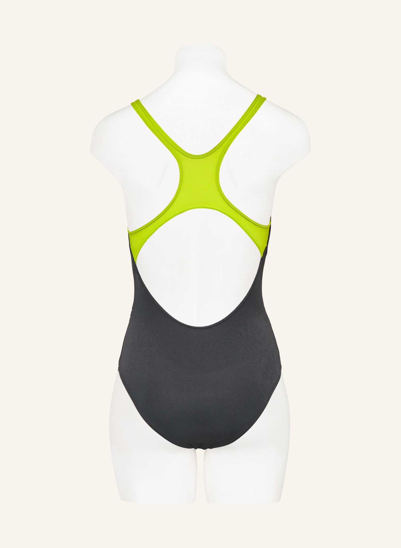 arena Swimsuit REFLECTING, Color: DARK GRAY/ NEON GREEN (Image 3)