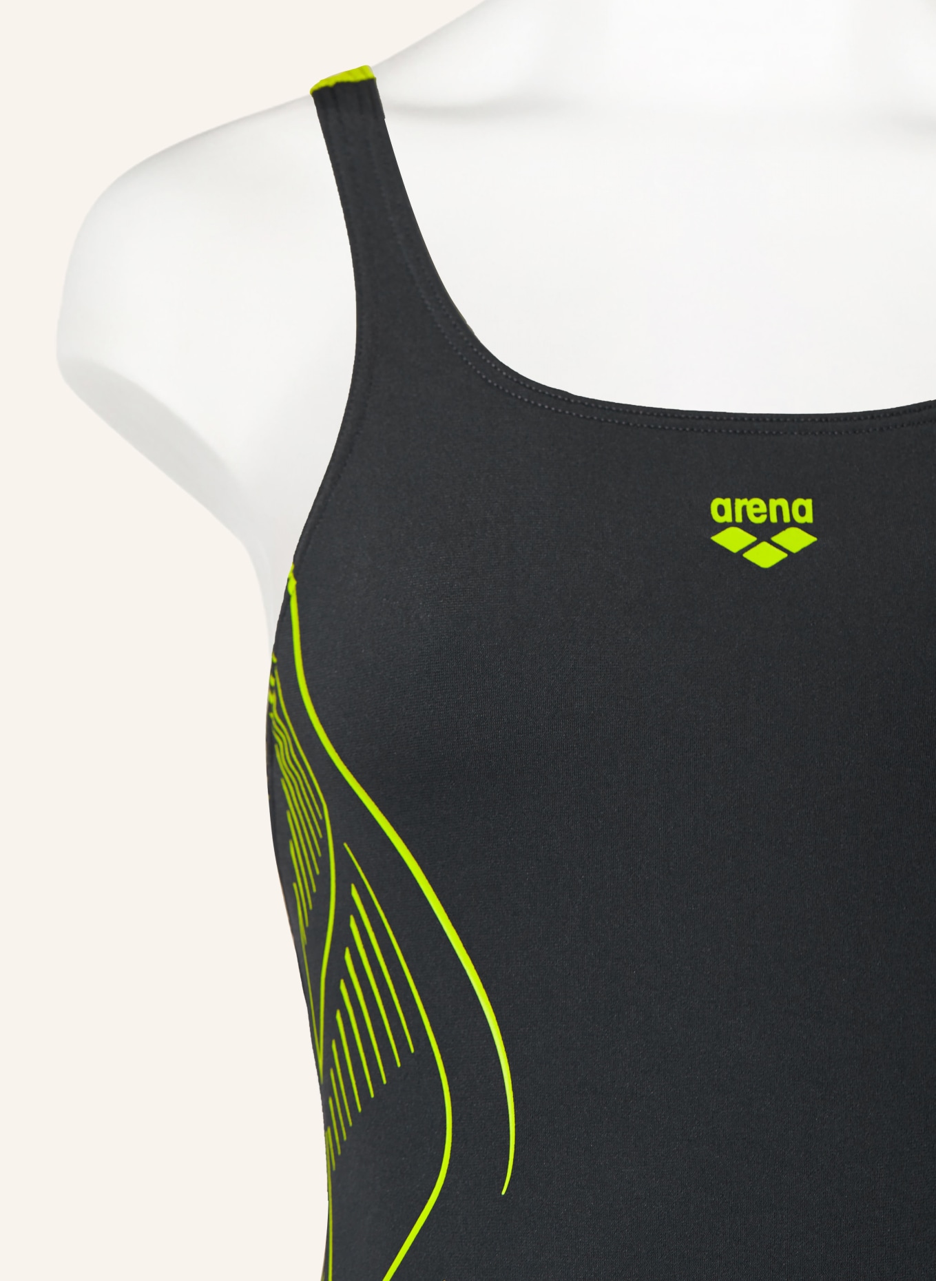 arena Swimsuit REFLECTING, Color: DARK GRAY/ NEON GREEN (Image 4)