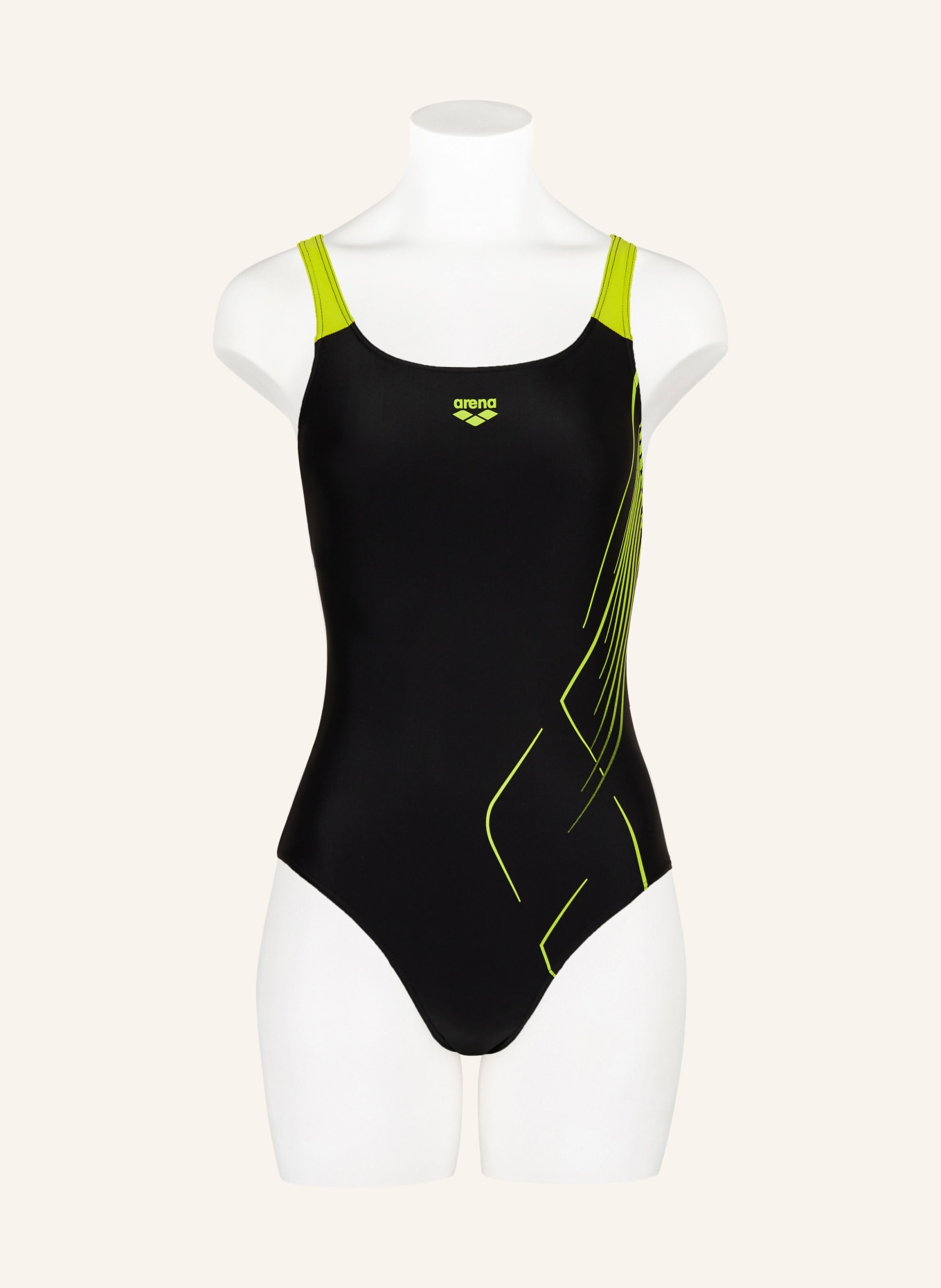 arena Swimsuit DIVE with UV protection 50+, Color: BLACK/ NEON YELLOW (Image 2)