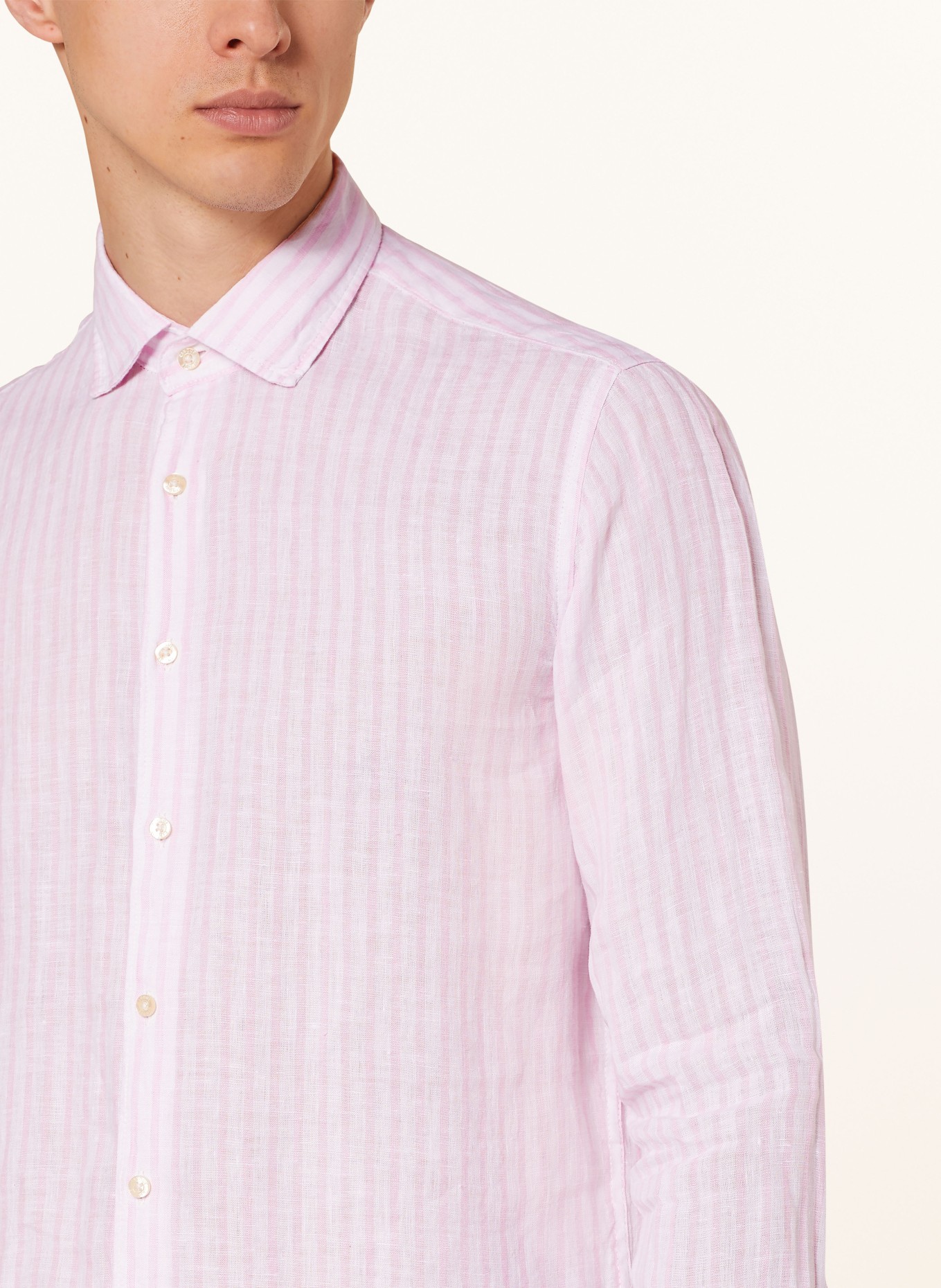 CINQUE Linen shirt CISTEVEN regular fit, Color: WHITE/ PINK (Image 4)