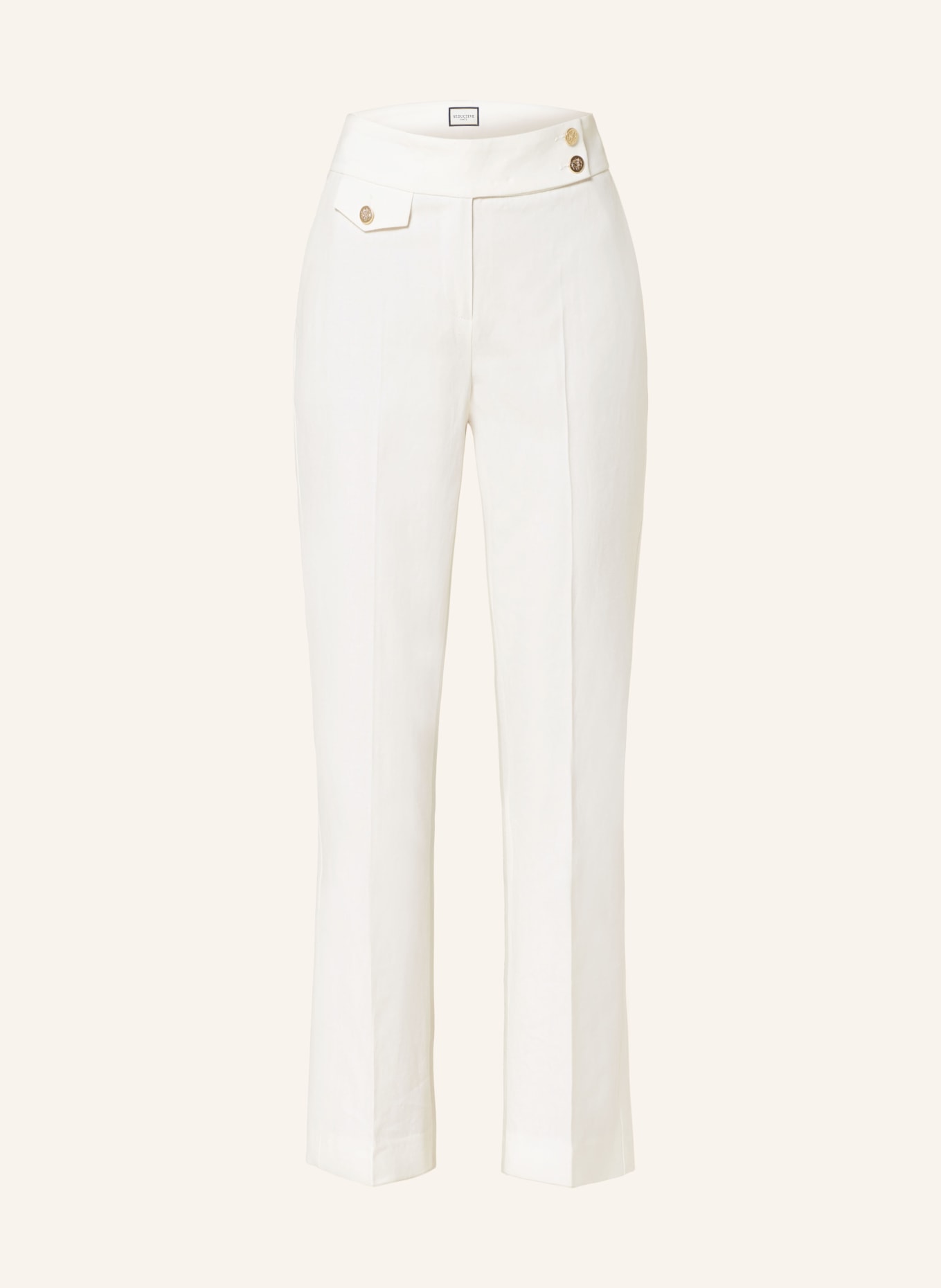 SEDUCTIVE 7/8 trousers INEZ with linen, Color: ECRU (Image 1)