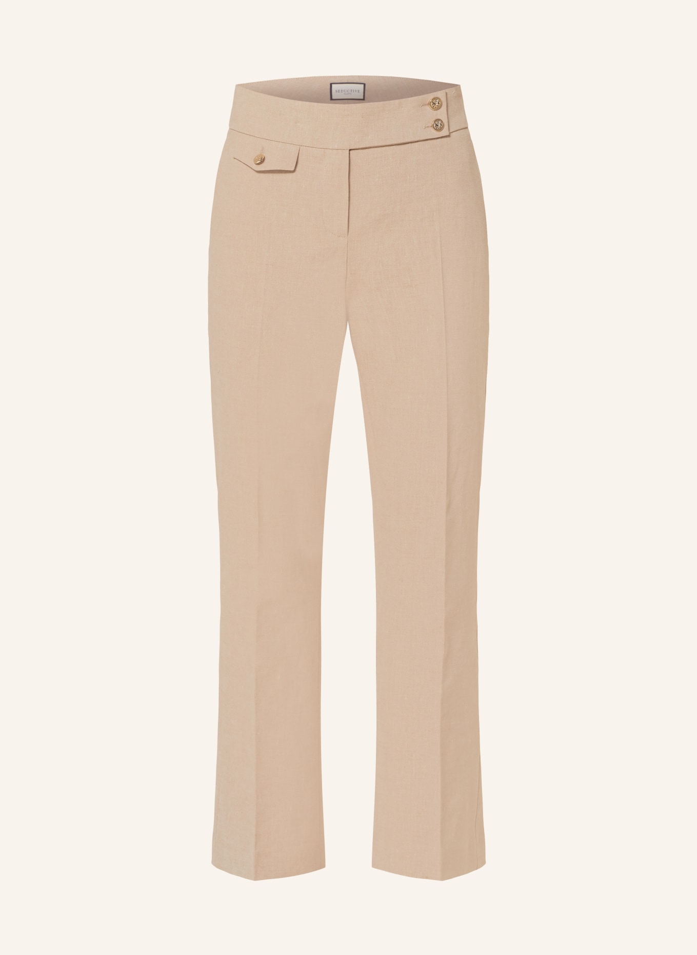 SEDUCTIVE 7/8 trousers INEZ with linen, Color: BEIGE (Image 1)