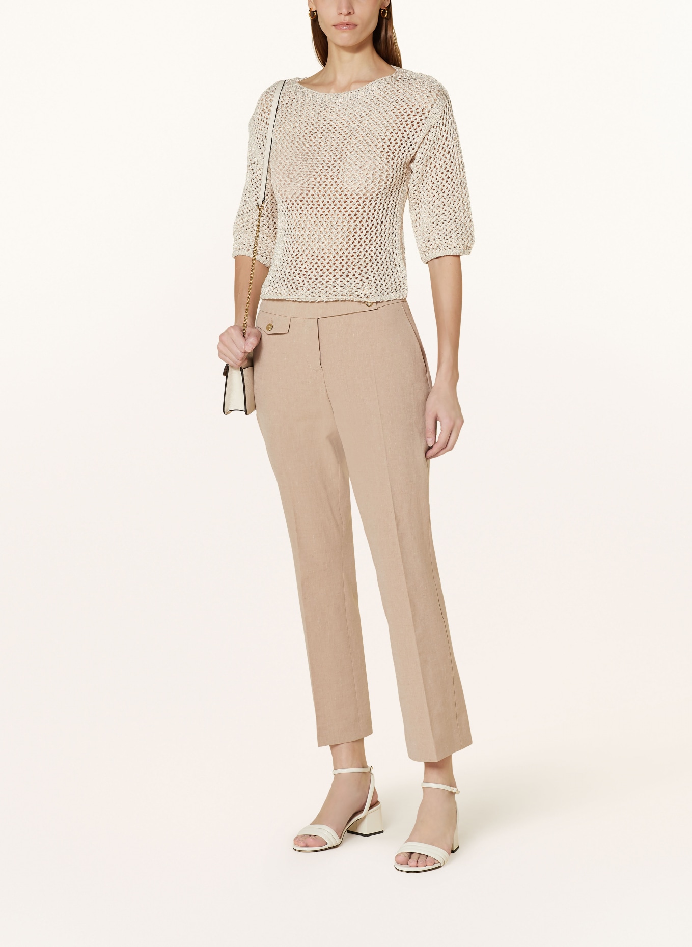 SEDUCTIVE 7/8 trousers INEZ with linen, Color: BEIGE (Image 2)