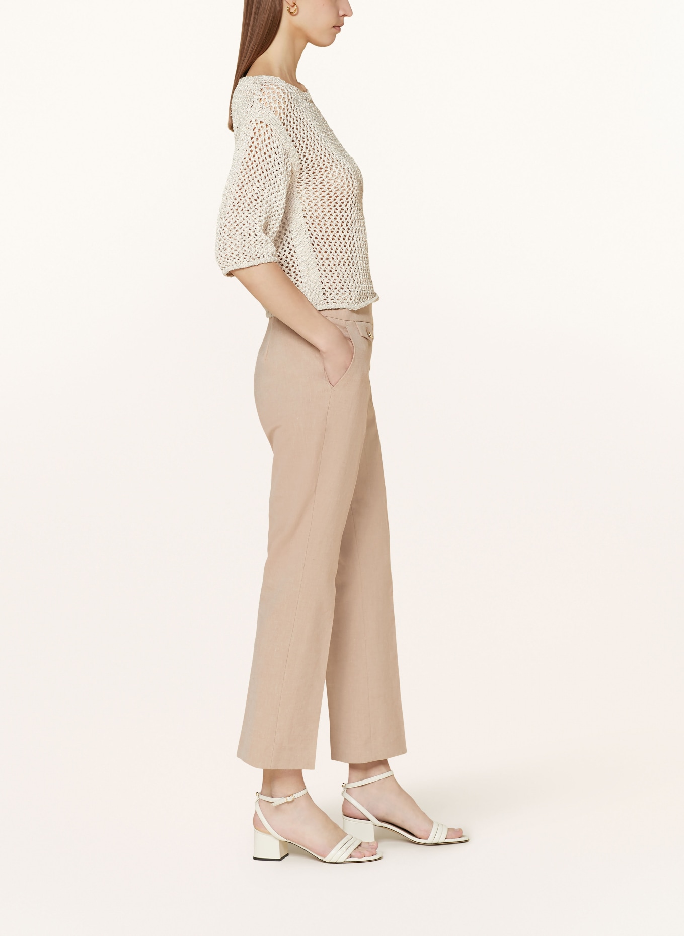 SEDUCTIVE 7/8 trousers INEZ with linen, Color: BEIGE (Image 4)