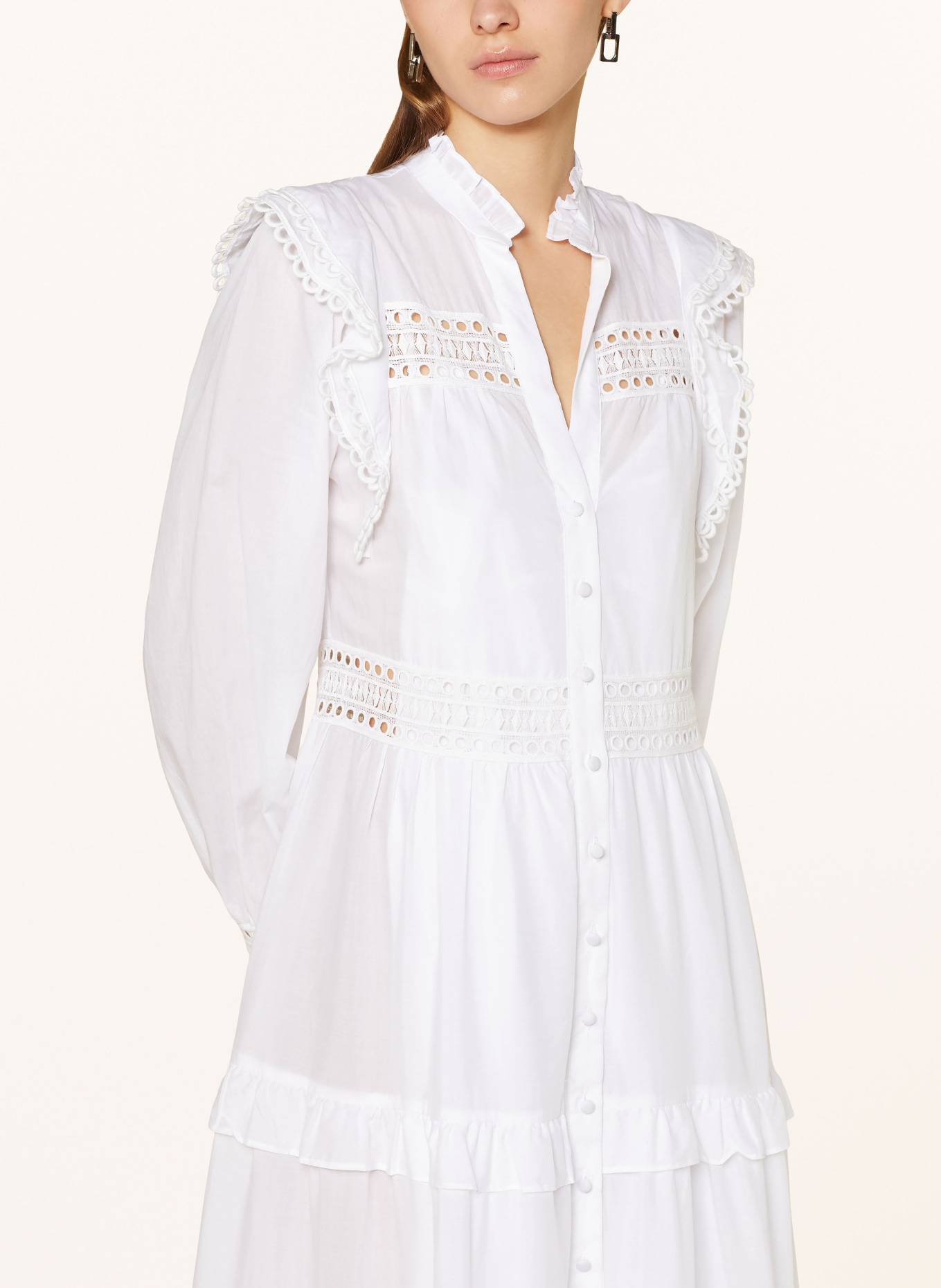 IVY OAK Shirt dress DENISA with broderie anglaise and ruffles, Color: WHITE (Image 4)