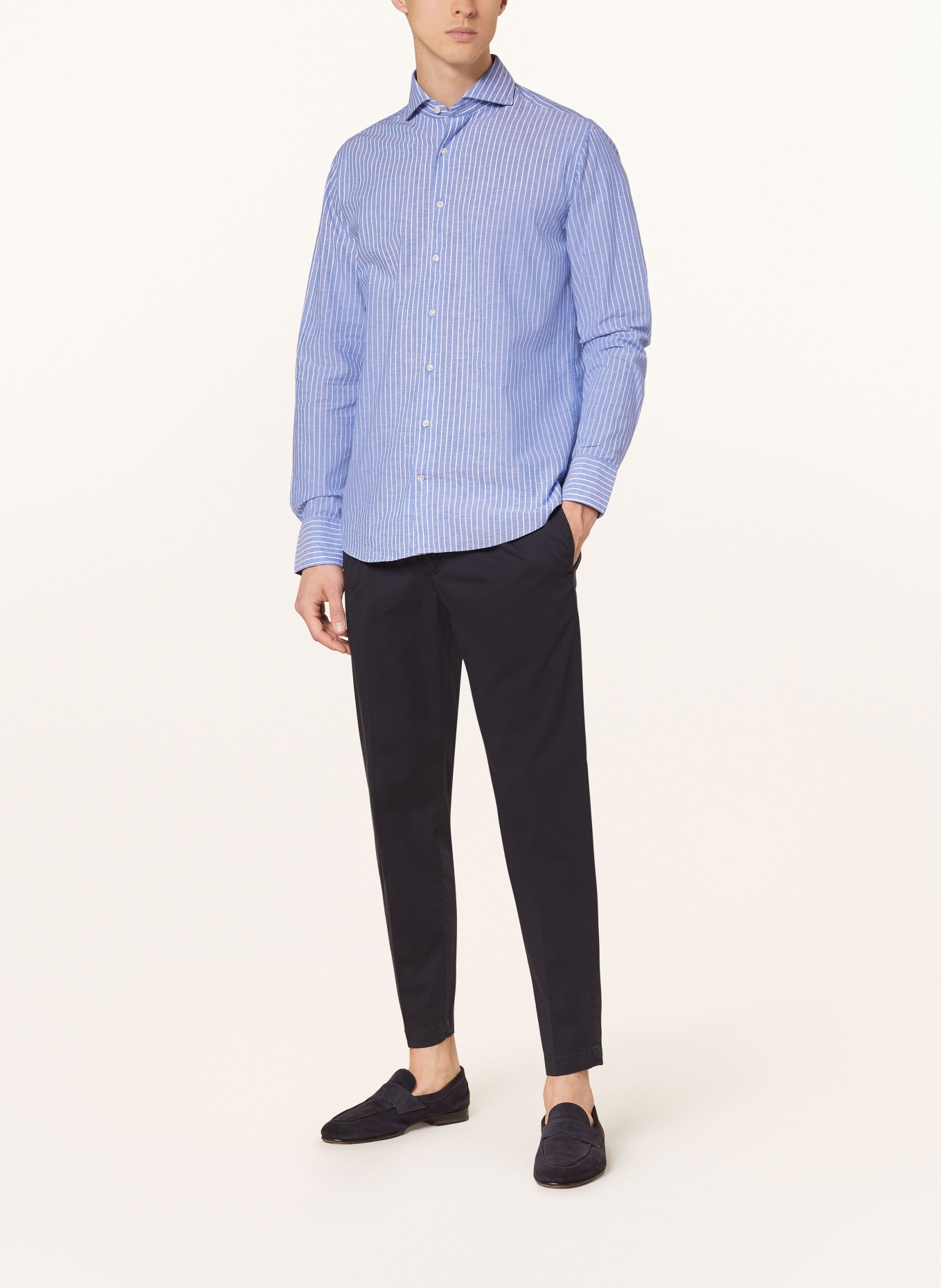 STROKESMAN'S Shirt regular fit with linen, Color: BLUE/ WHITE (Image 2)