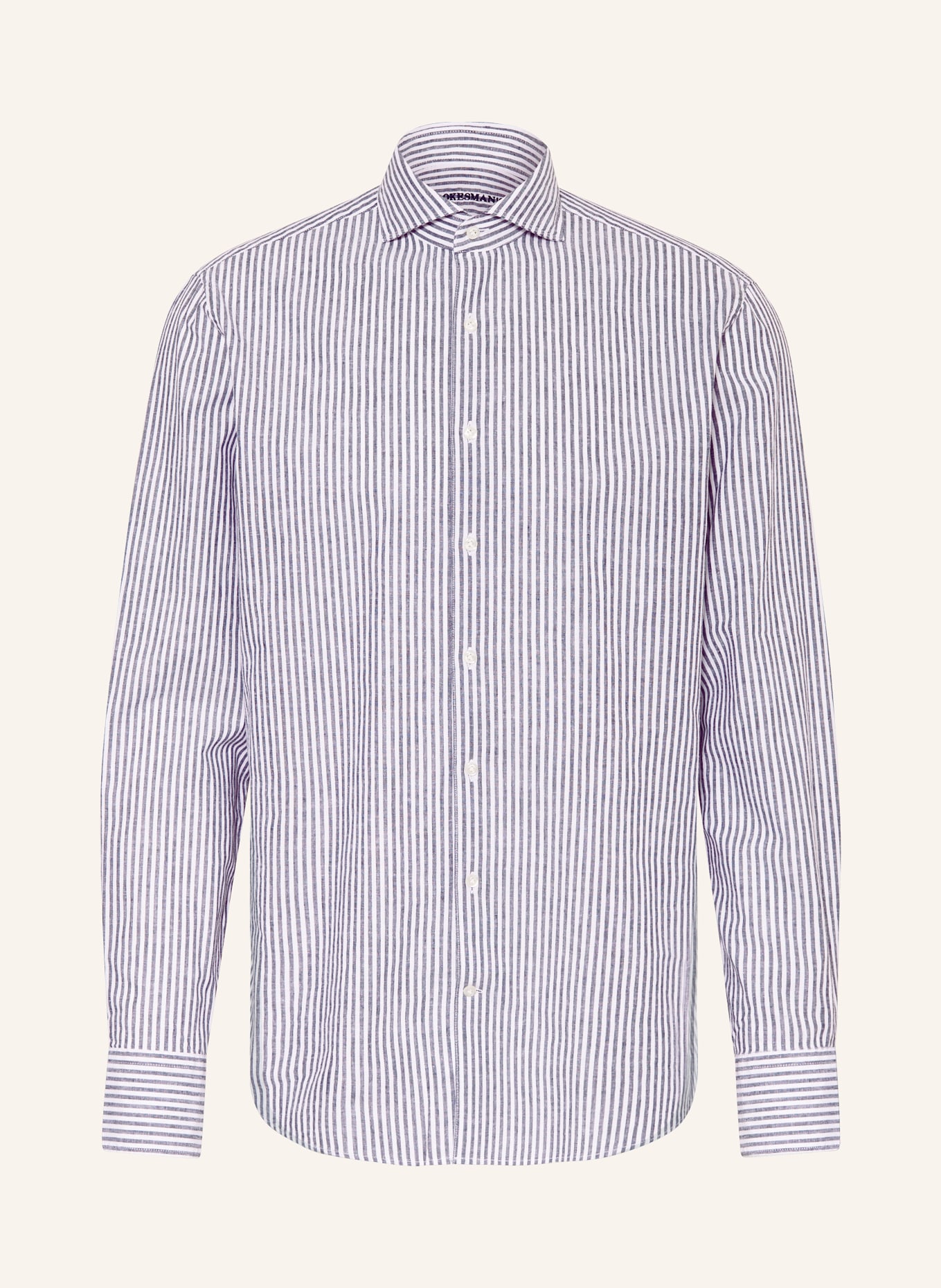 STROKESMAN'S Shirt regular fit with linen, Color: DARK BLUE/ WHITE (Image 1)