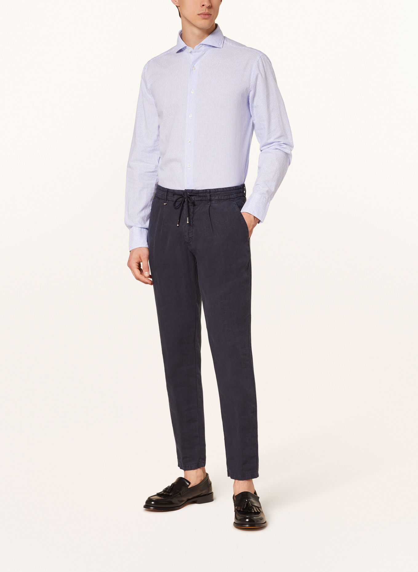 STROKESMAN'S Shirt regular fit with linen, Color: LIGHT BLUE/ WHITE (Image 2)