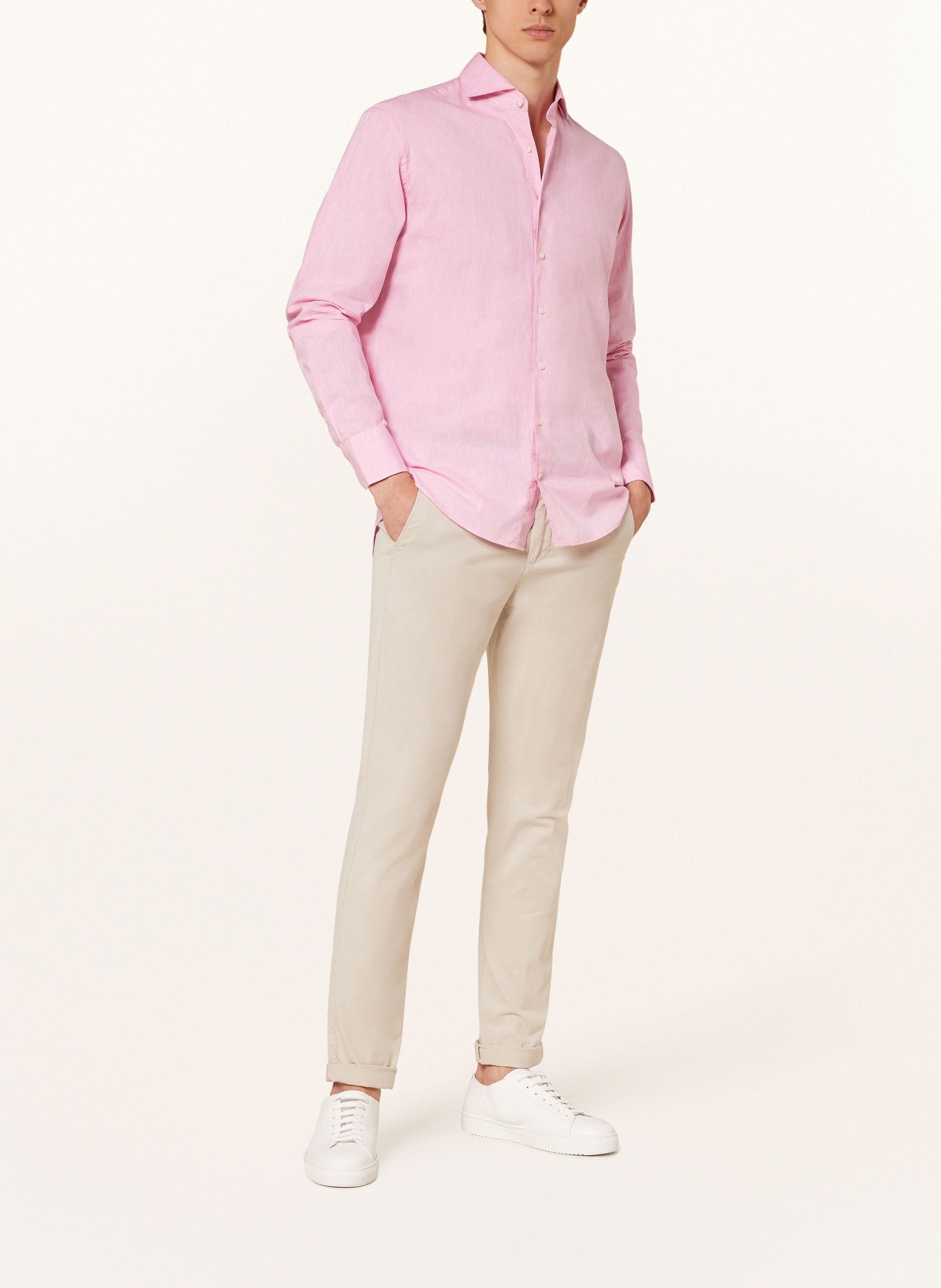 STROKESMAN'S Shirt regular fit with linen, Color: PINK (Image 2)