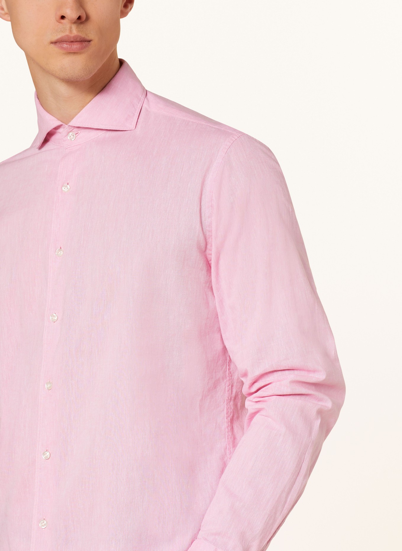 STROKESMAN'S Shirt regular fit with linen, Color: PINK (Image 4)