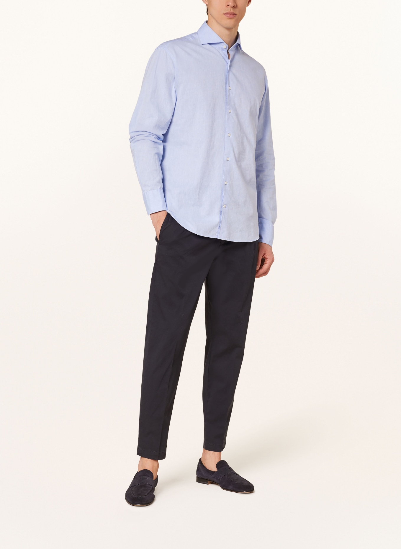 STROKESMAN'S Shirt regular fit with linen, Color: LIGHT BLUE (Image 2)