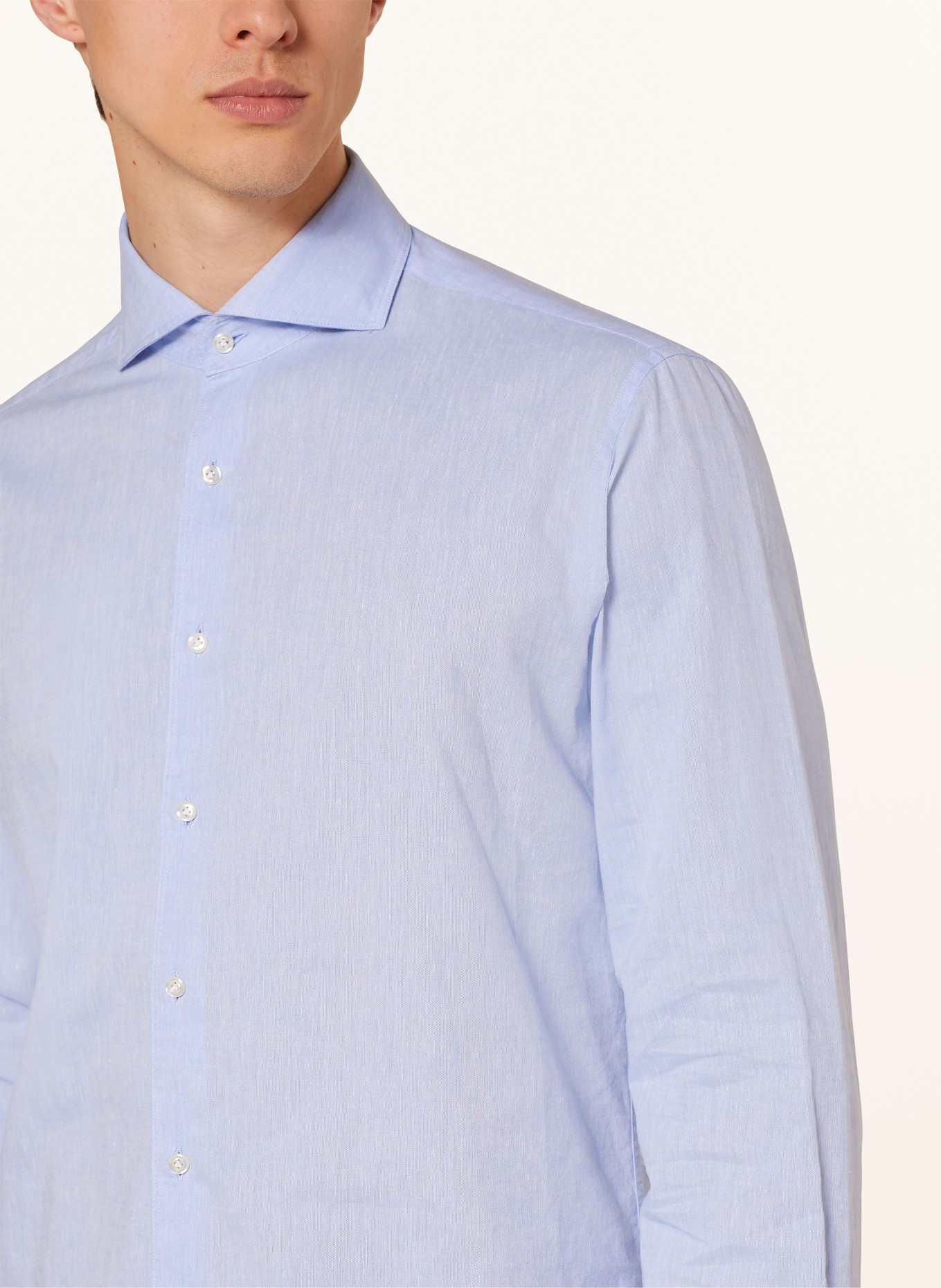 STROKESMAN'S Shirt regular fit with linen, Color: LIGHT BLUE (Image 4)