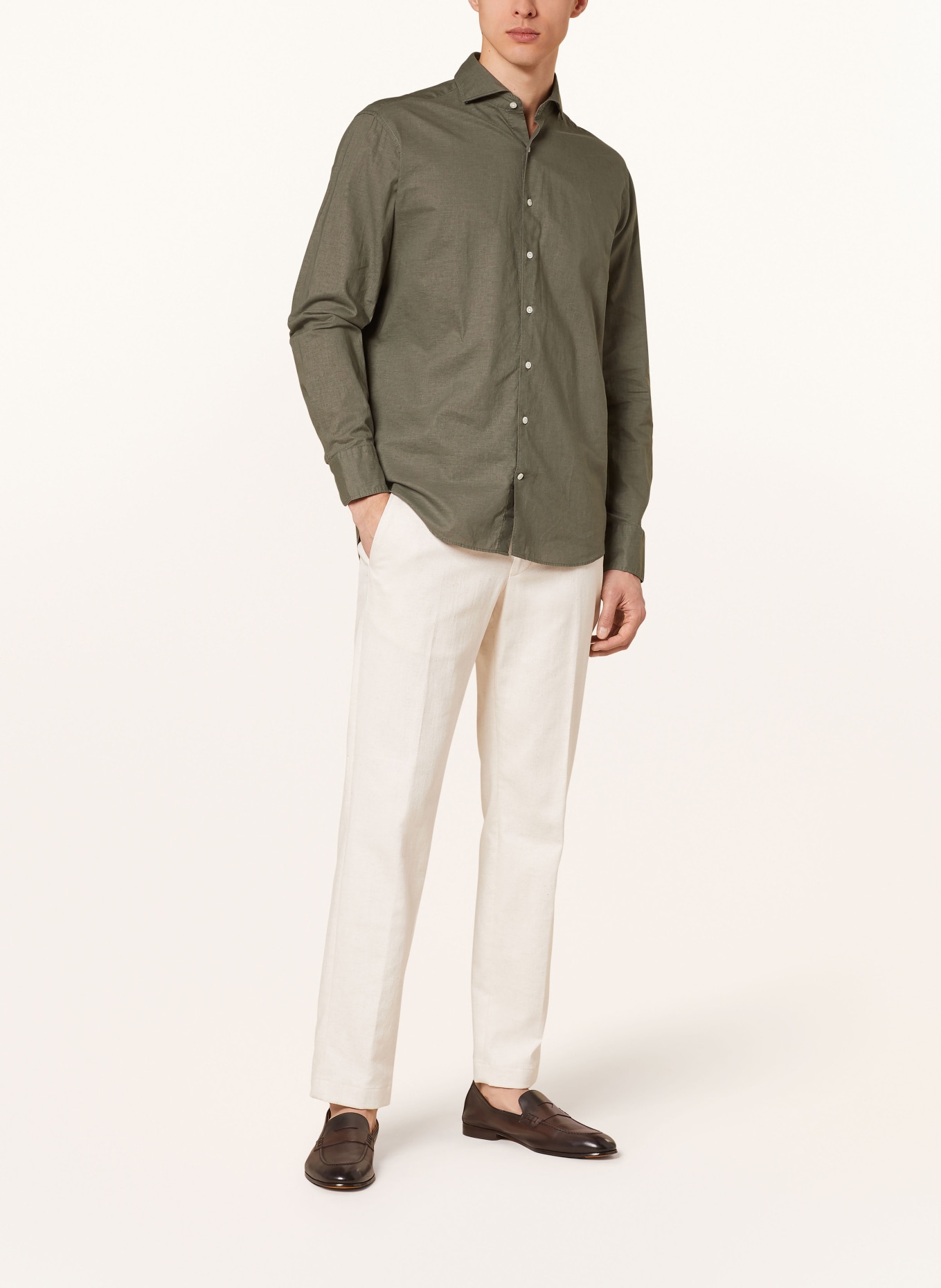 STROKESMAN'S Hemd Regular Fit mit Leinen, Farbe: KHAKI (Bild 2)