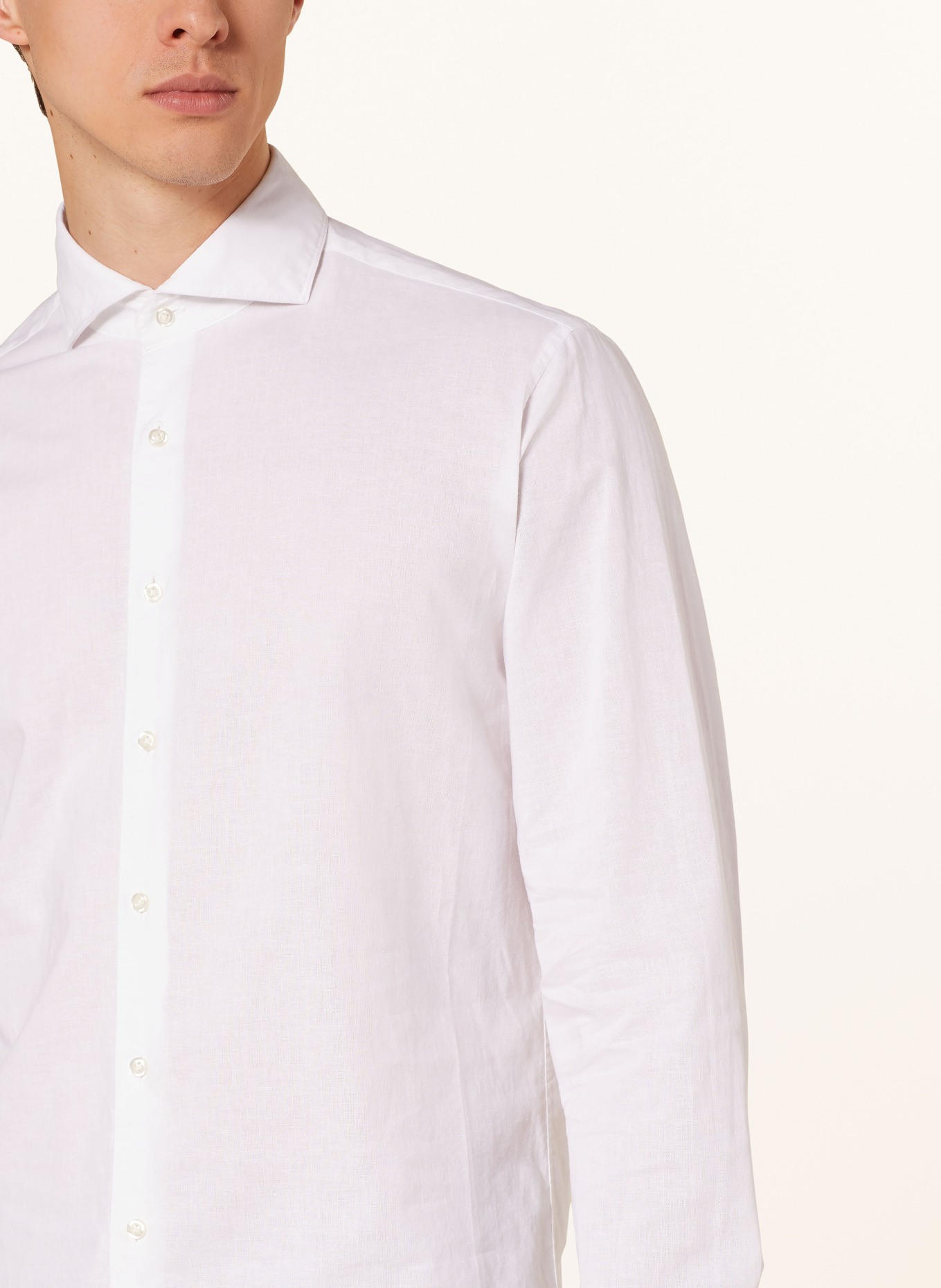 STROKESMAN'S Shirt regular fit with linen, Color: WHITE (Image 4)
