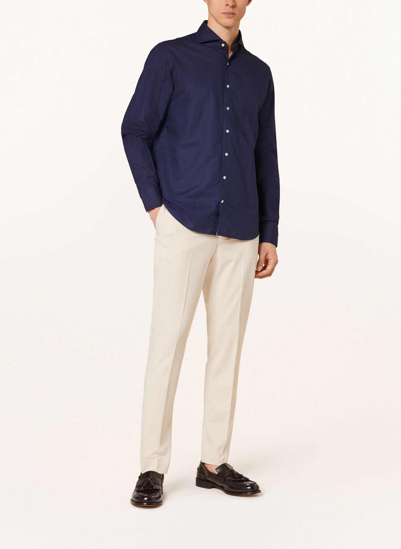 STROKESMAN'S Shirt regular fit with linen, Color: DARK BLUE (Image 2)