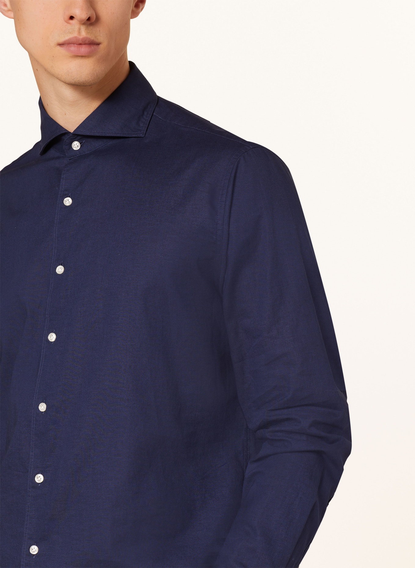 STROKESMAN'S Shirt regular fit with linen, Color: DARK BLUE (Image 4)