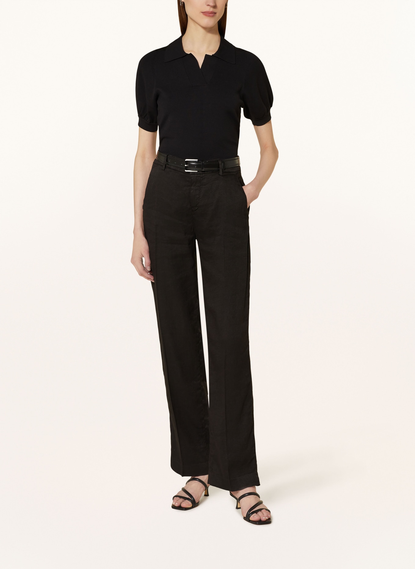 MASON'S Wide leg trousers with linen, Color: BLACK (Image 2)