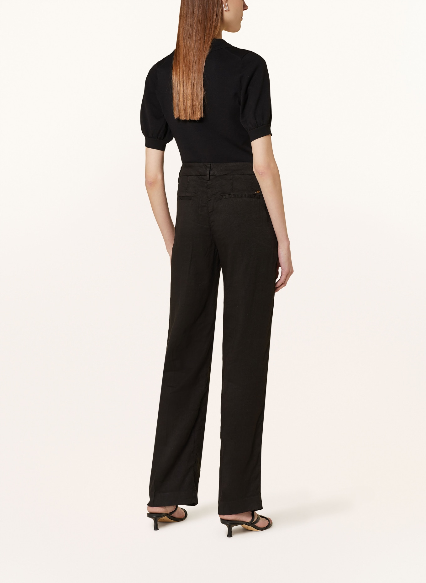 MASON'S Wide leg trousers with linen, Color: BLACK (Image 3)