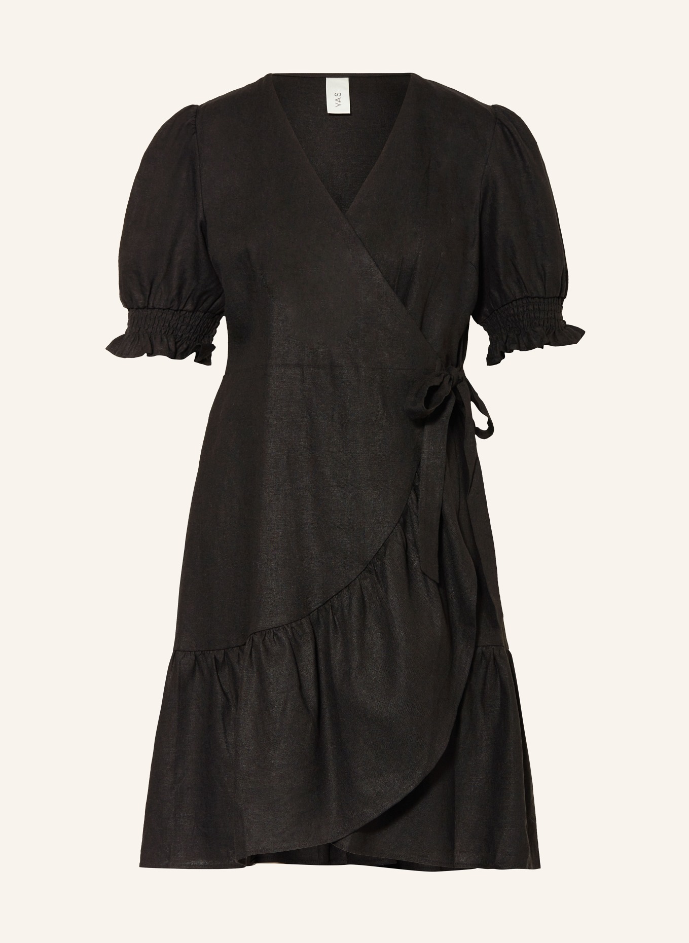 Y.A.S. Sukienka w stylu kopertowym z lnem, Kolor: CZARNY (Obrazek 1)