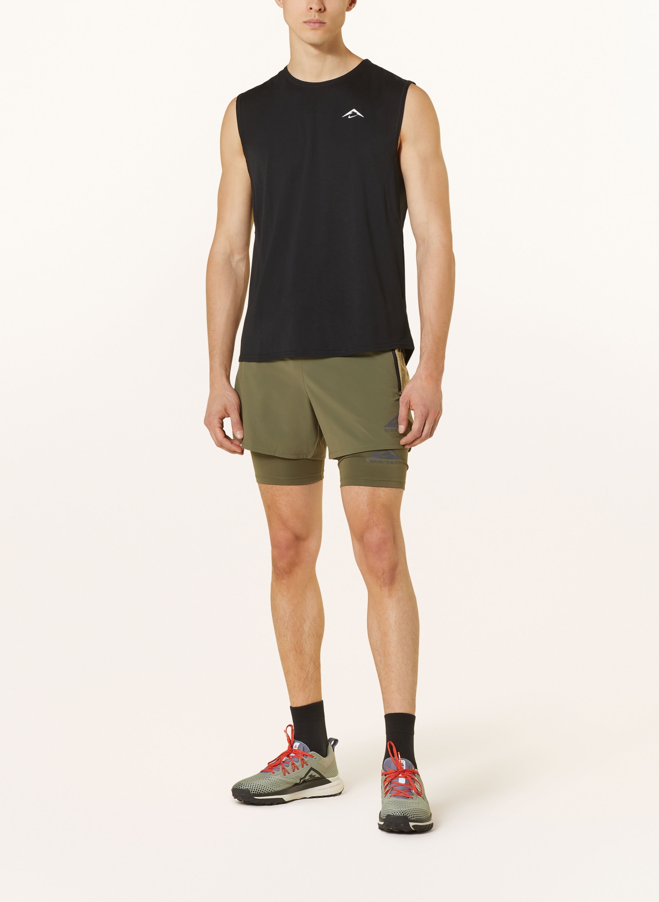 Nike 2-in-1 running leggings TRAIL LOVA LOOPS, Color: OLIVE/ BLACK (Image 2)