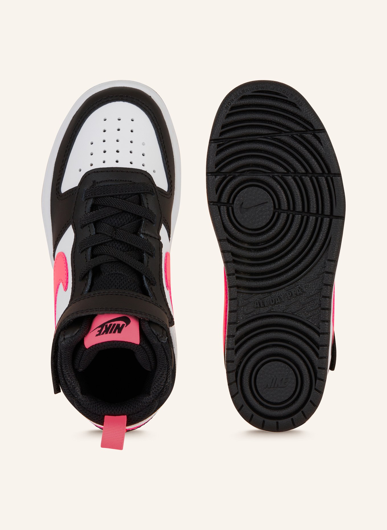 Nike Hightop-Sneaker COURT BOROUGH MID 2, Farbe: SCHWARZ/ WEISS/ NEONPINK (Bild 5)