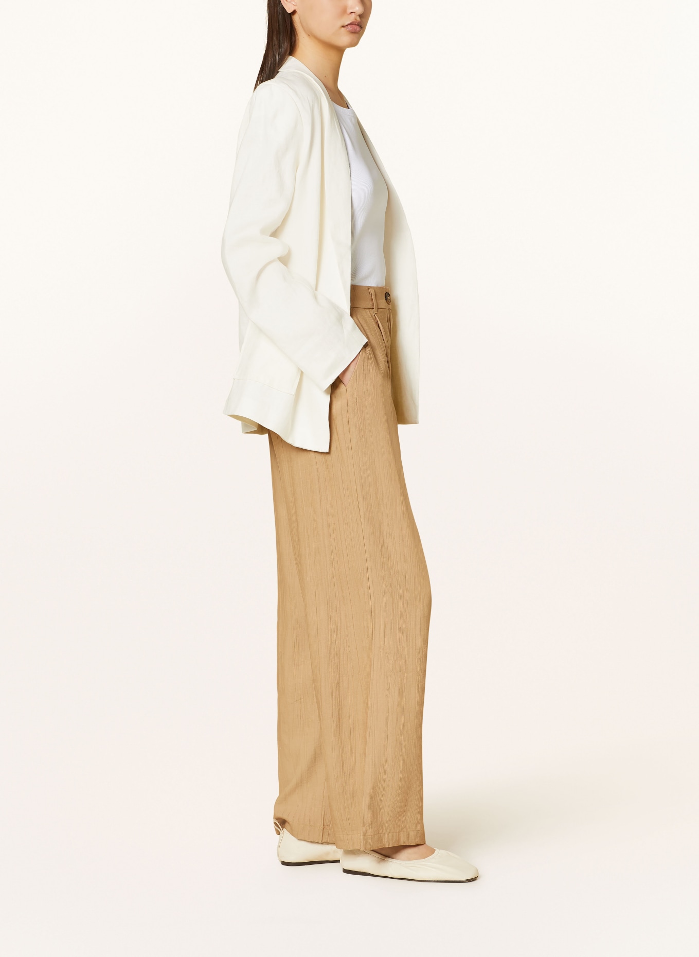 Y.A.S. Wide leg trousers, Color: BEIGE (Image 4)