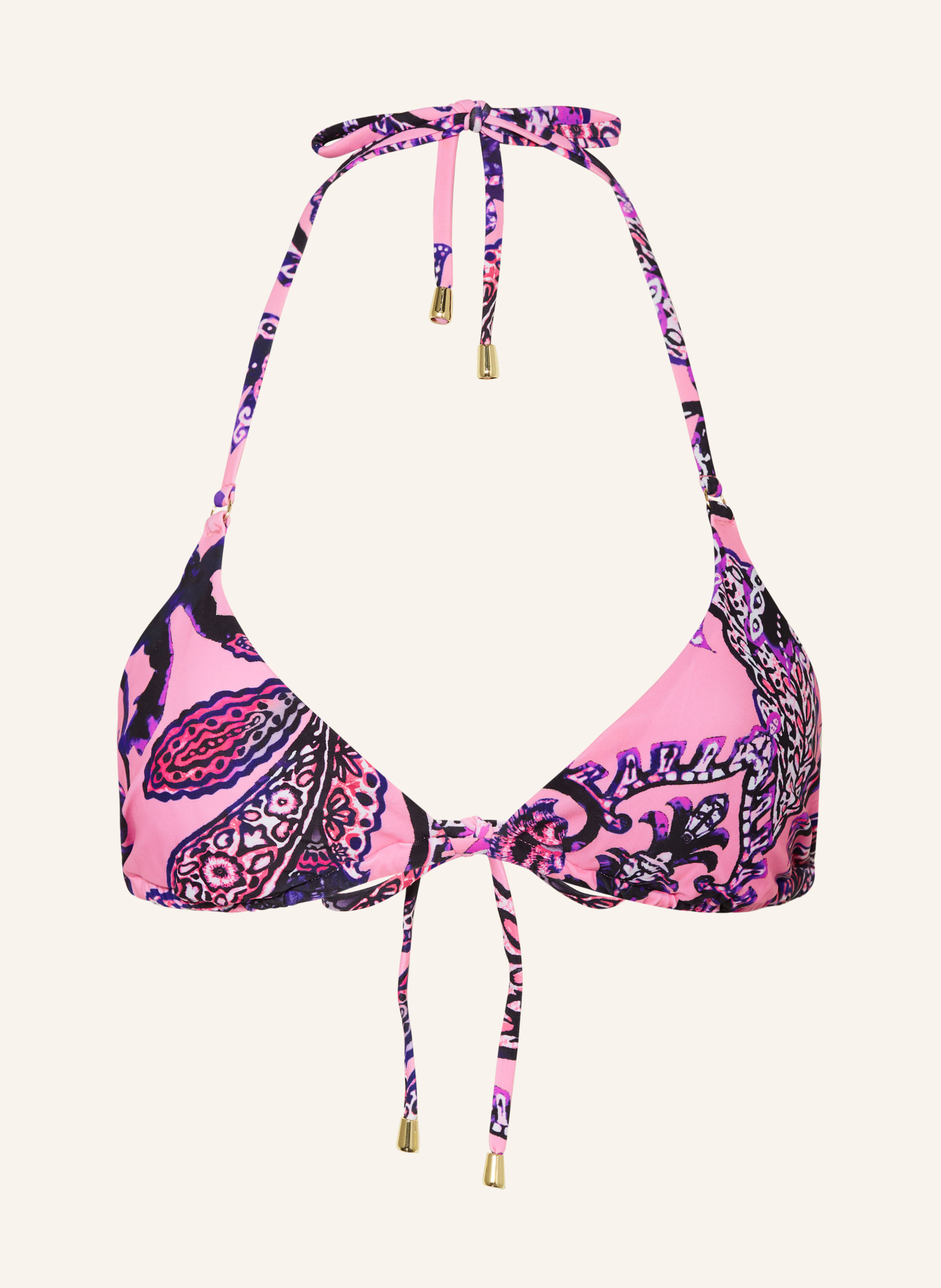 Hot Stuff Triangle bikini top, Color: PINK/ BLACK/ WHITE (Image 1)