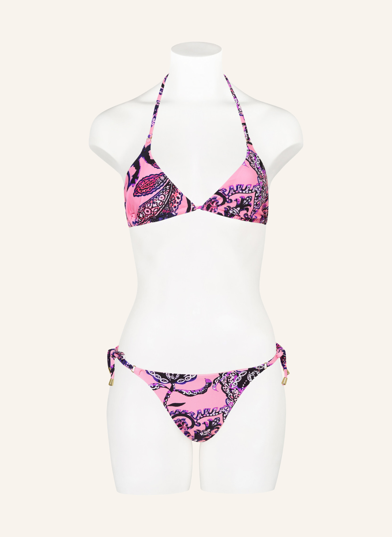 Hot Stuff Triangel-Bikini-Top, Farbe: ROSA/ SCHWARZ/ WEISS (Bild 2)