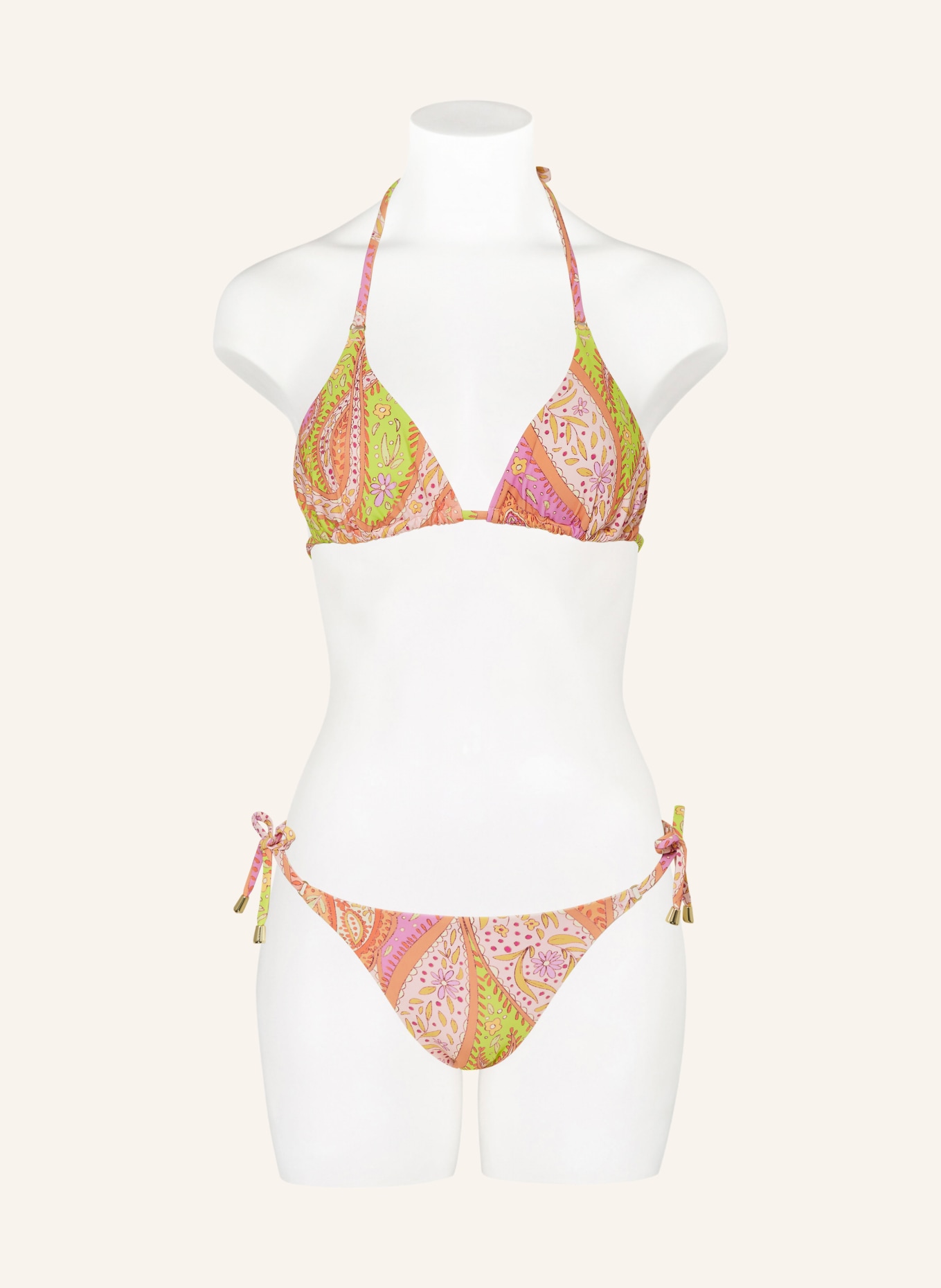Hot Stuff Triangle bikini bottoms, Color: ORANGE/ LIGHT GREEN/ LIGHT PINK (Image 2)