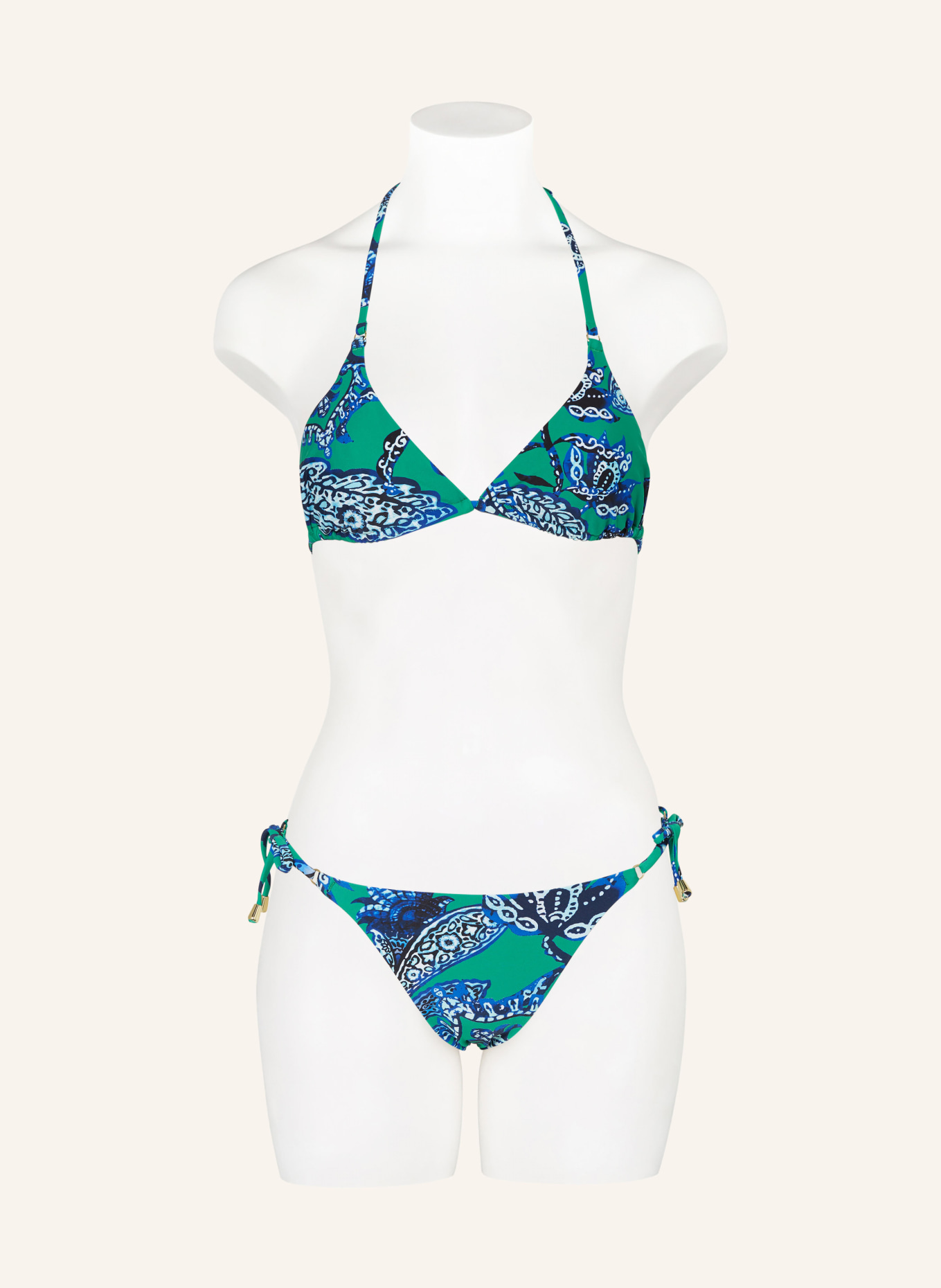 Hot Stuff Triangel-Bikini-Top, Farbe: GRÜN/ WEISS/ BLAU (Bild 2)