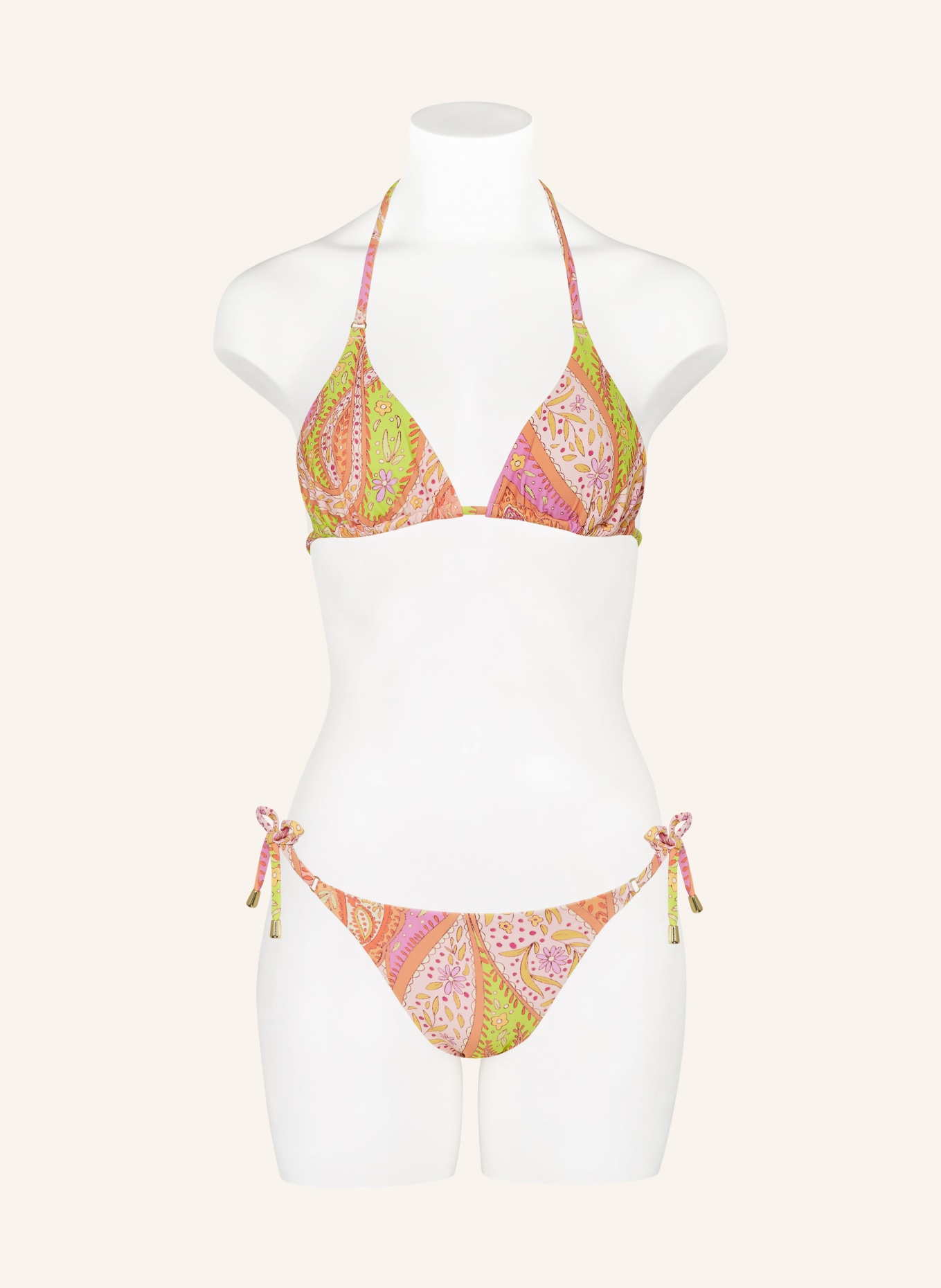Hot Stuff Triangle bikini bottoms, Color: LIGHT PINK/ LIGHT GREEN/ ORANGE (Image 2)