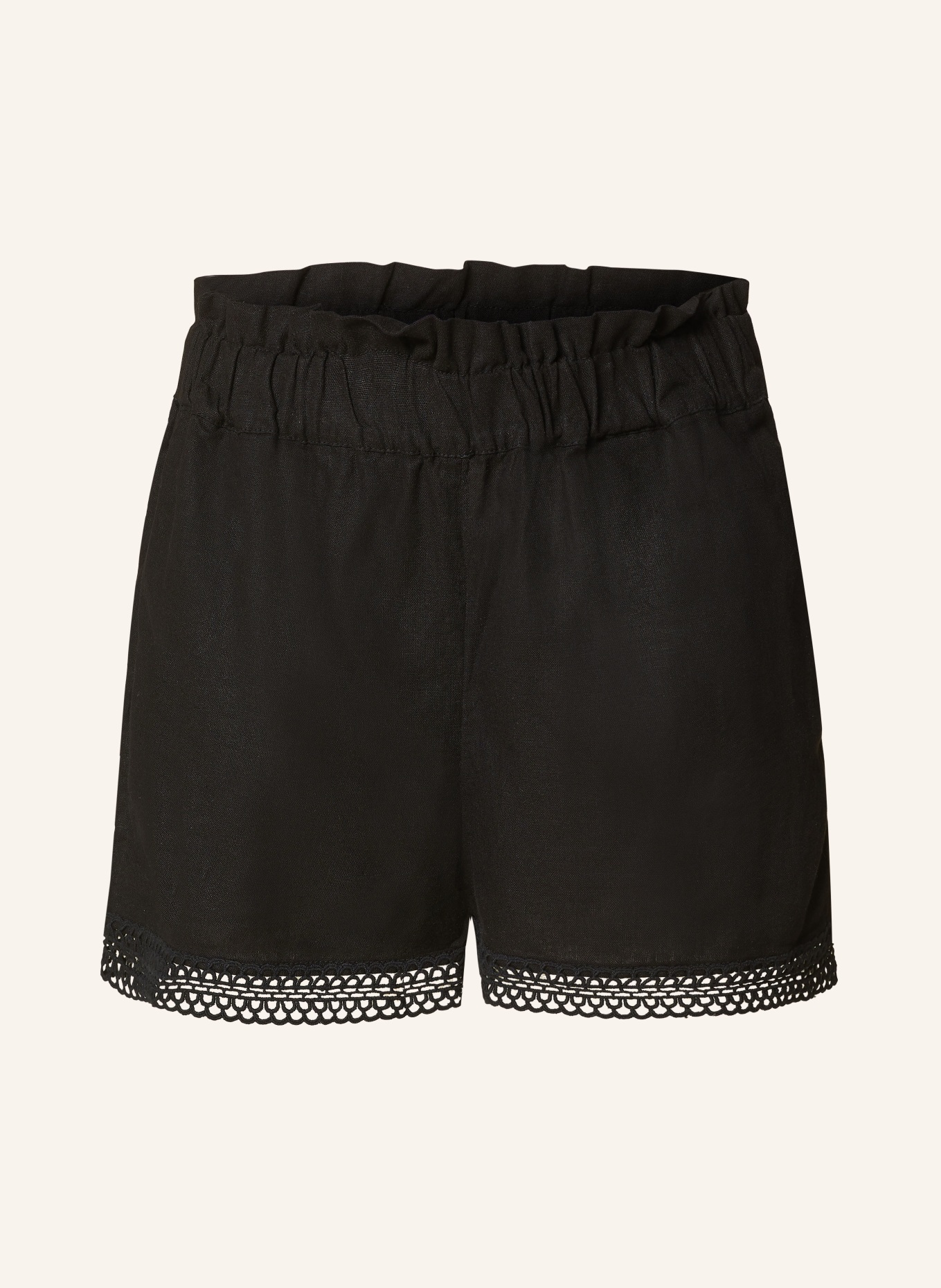 ONLY Shorts with lace and linen, Color: BLACK (Image 1)