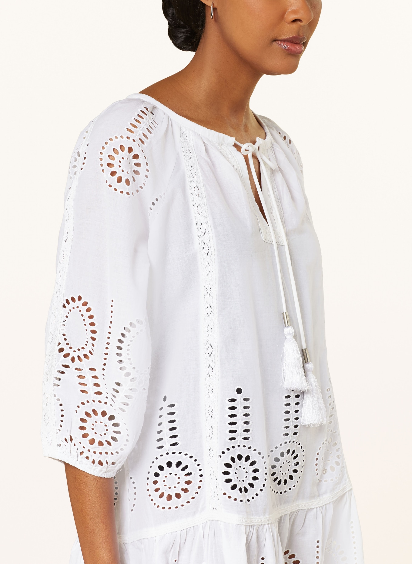 Hot Stuff Tunic SEVILLA with broderie anglaise, Color: WHITE (Image 4)
