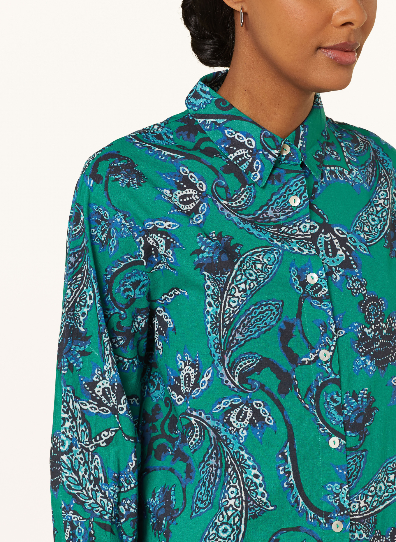 Hot Stuff Shirt blouse, Color: GREEN/ DARK BLUE (Image 4)
