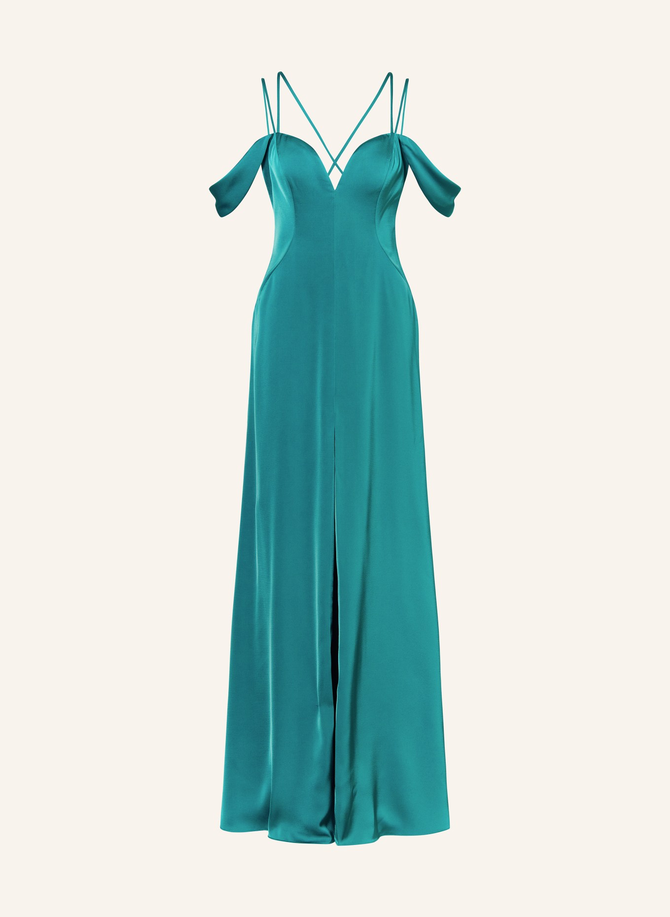 VERA WANG Abendkleid VARUN aus Satin, Farbe: GRÜN (Bild 1)
