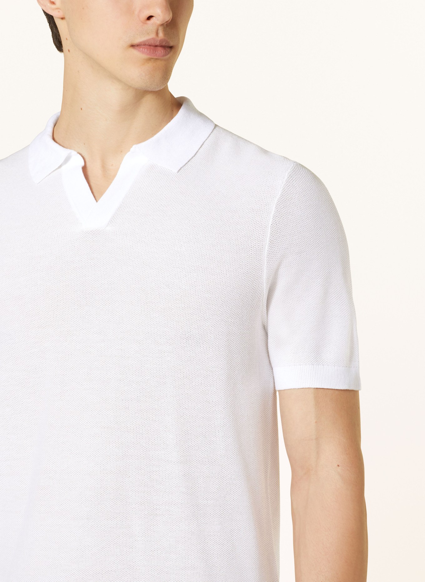 BOSS Knitted polo shirt TEMPIO, Color: WHITE (Image 4)