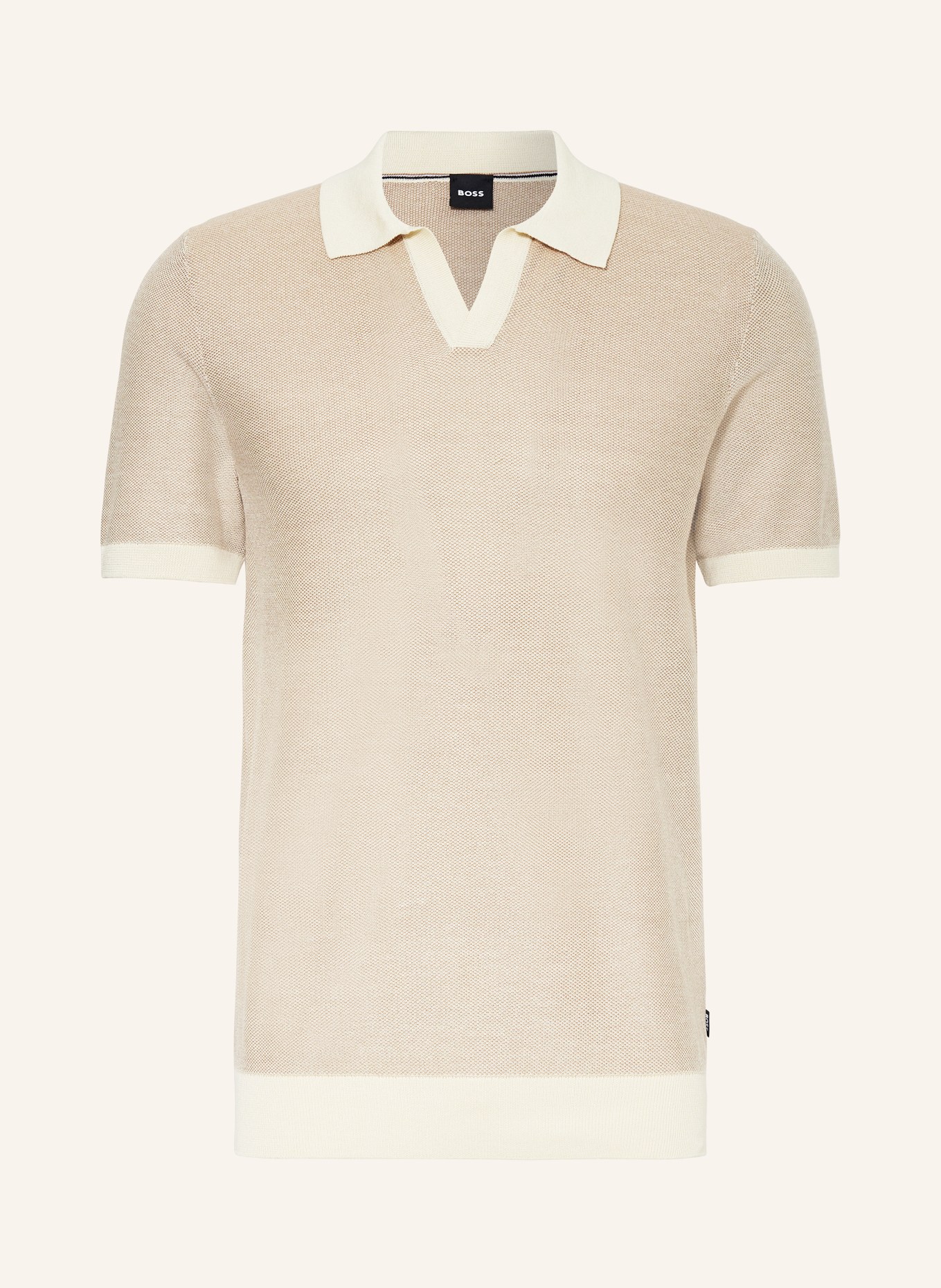 BOSS Strick-Poloshirt TEMPIO, Farbe: BEIGE/ HELLBRAUN (Bild 1)