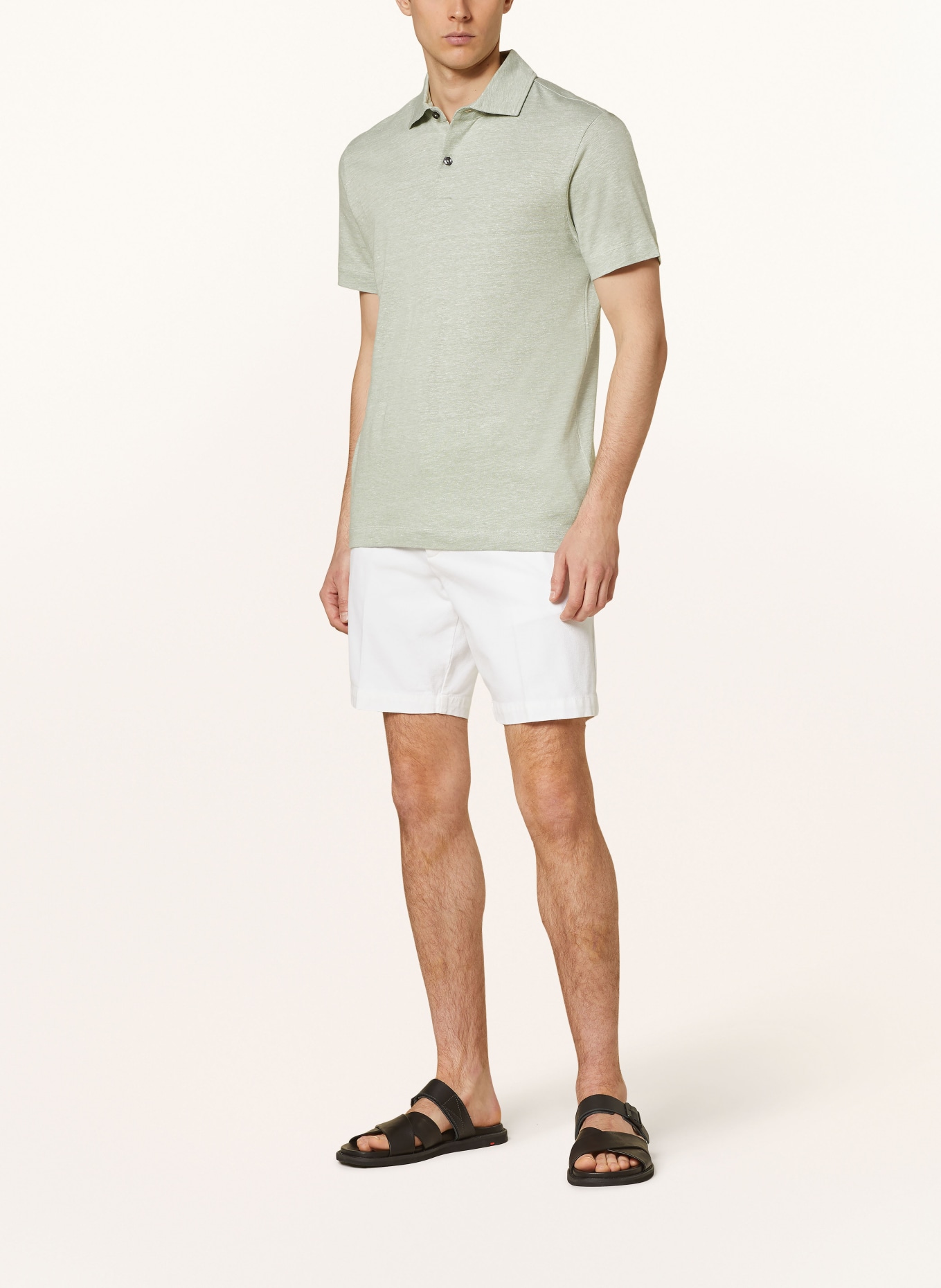 BOSS Piqué-Poloshirt PRESS Regular Fit mit Leinen, Farbe: HELLGRÜN (Bild 2)