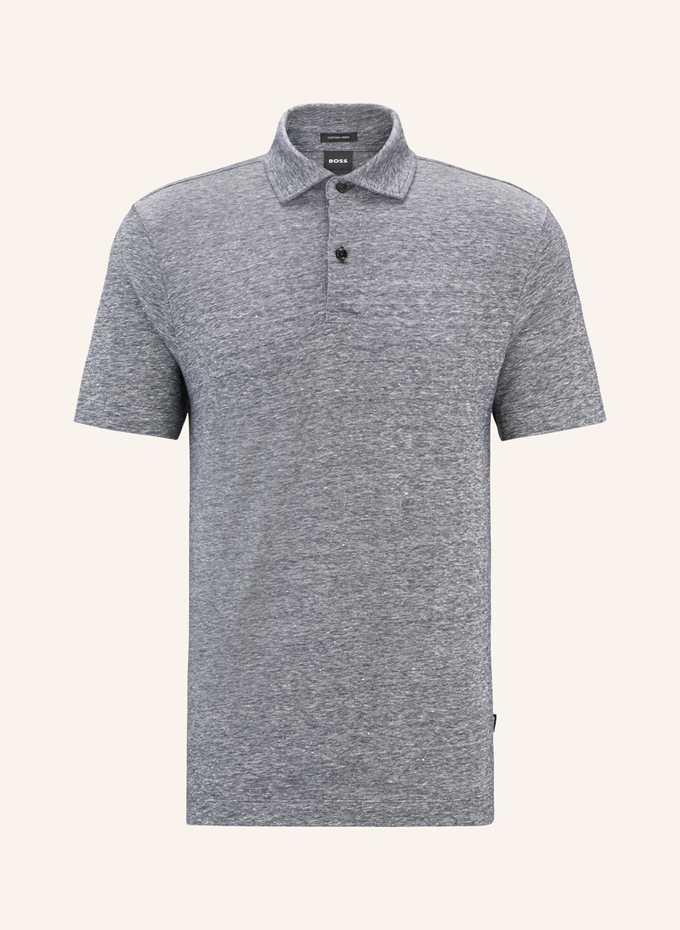BOSS Piqué-Poloshirt PRESS Regular Fit mit Leinen, Farbe: DUNKELBLAU (Bild 1)