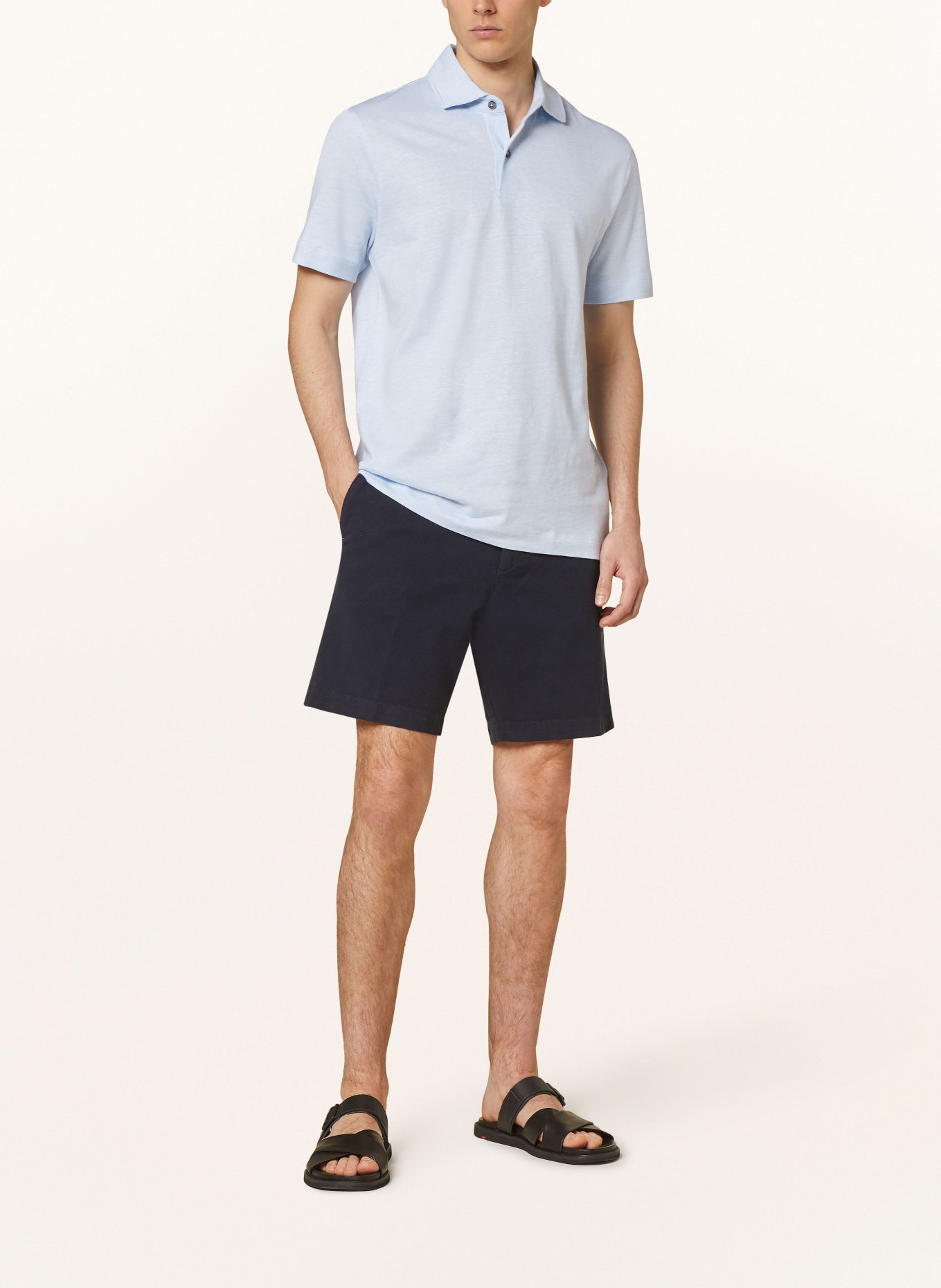 BOSS Piqué-Poloshirt PRESS Regular Fit mit Leinen, Farbe: HELLBLAU (Bild 2)