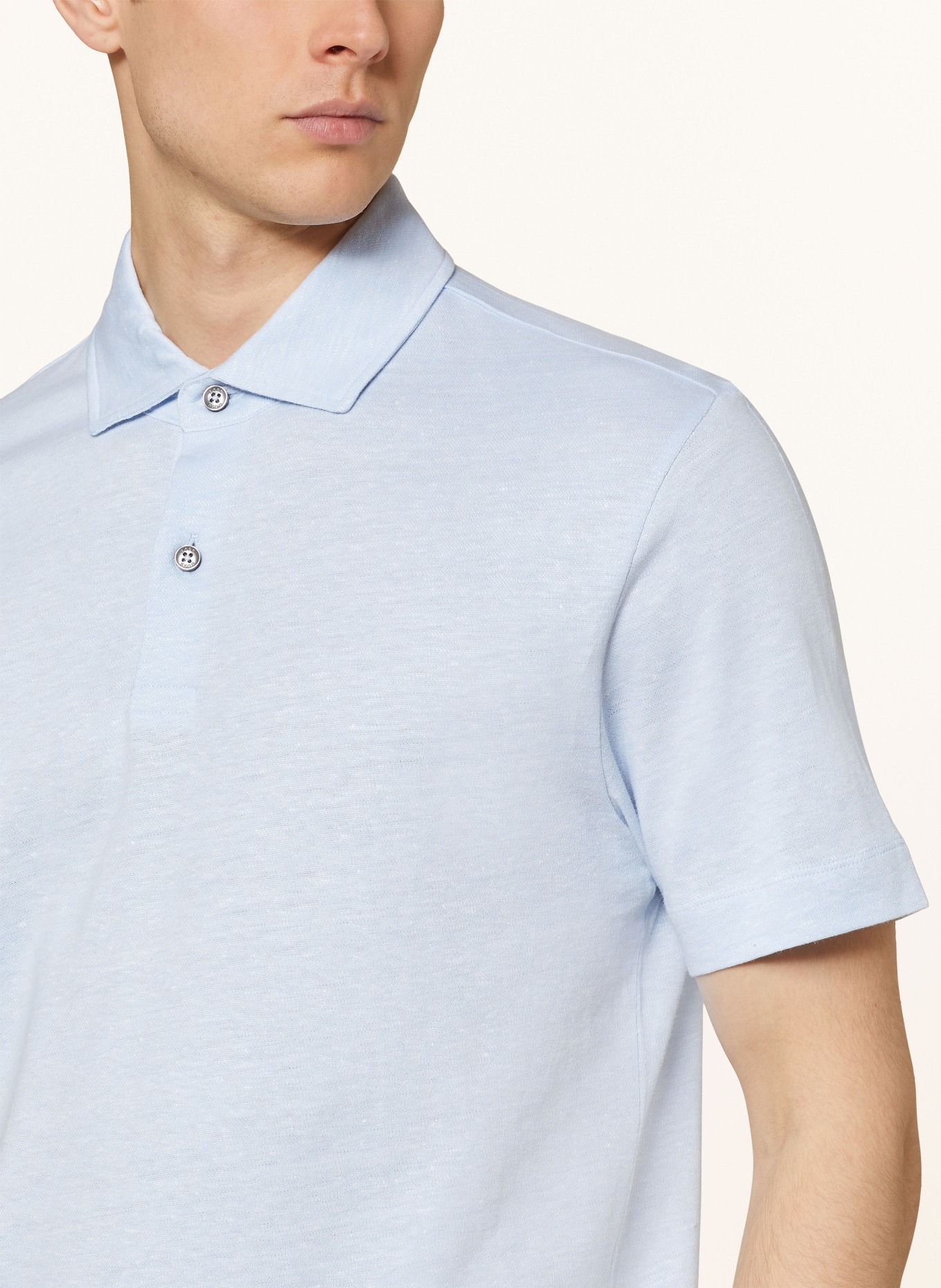 BOSS Piqué-Poloshirt PRESS Regular Fit mit Leinen, Farbe: HELLBLAU (Bild 4)