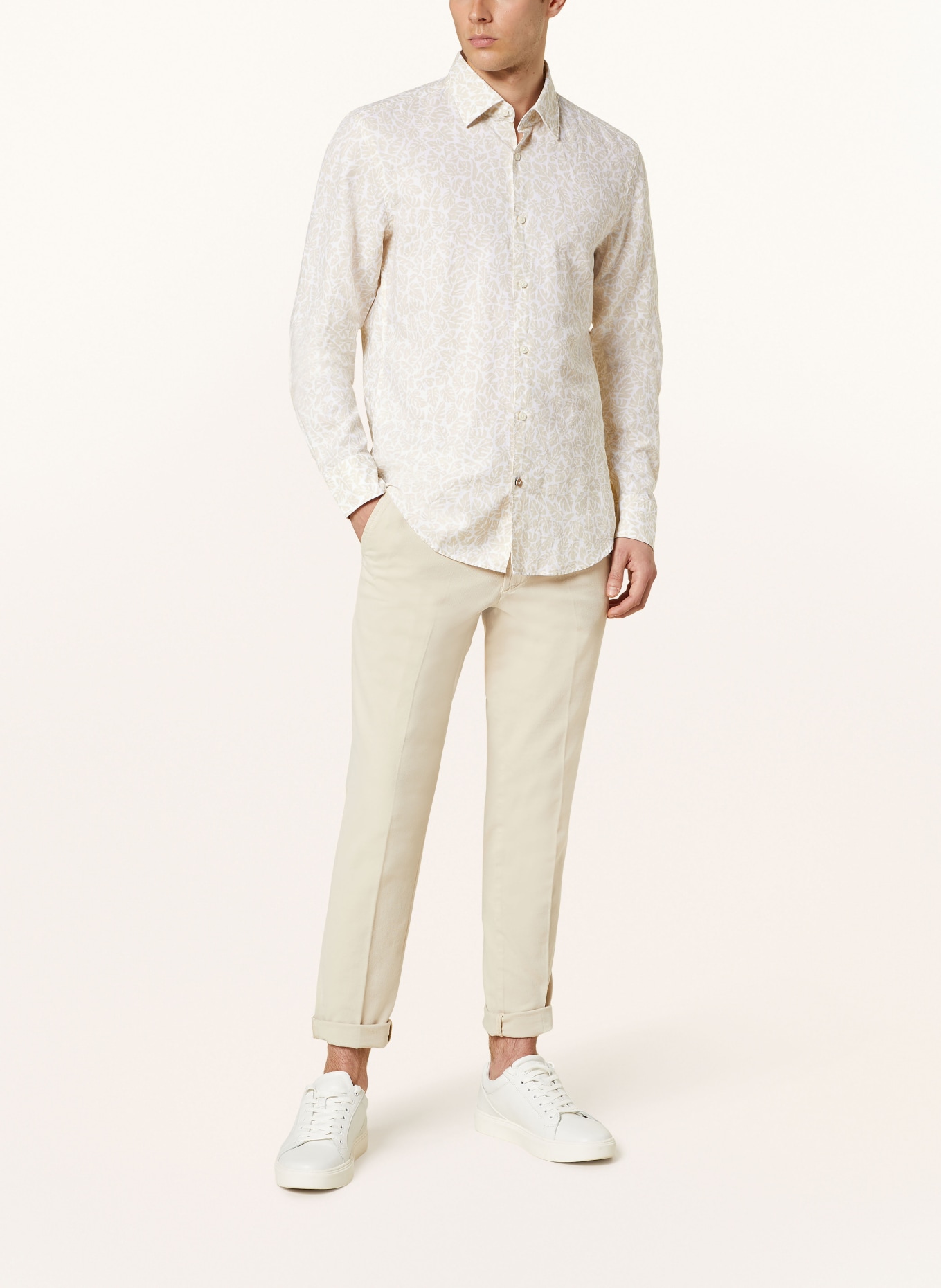 BOSS Shirt HAL casual fit with linen, Color: WHITE/ BEIGE (Image 2)