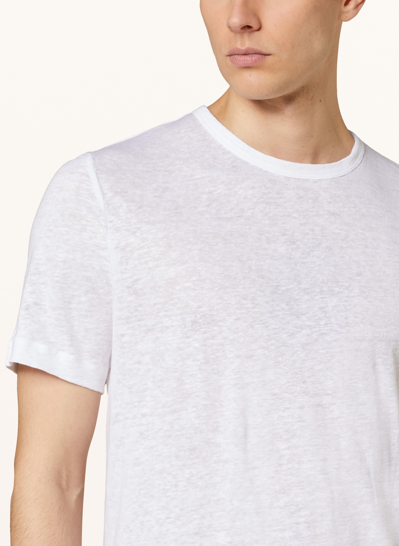 BOSS T-shirt TIBURT made of linen, Color: WHITE (Image 4)