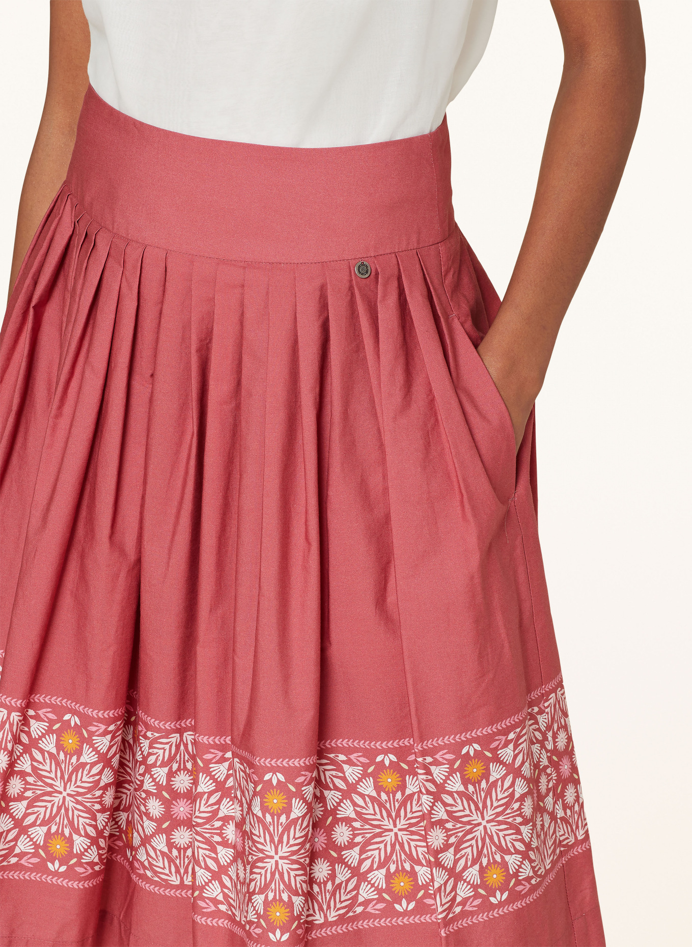 ROCKMACHERIN Trachten skirt KALO, Color: DUSKY PINK/ DARK ORANGE/ WHITE (Image 4)