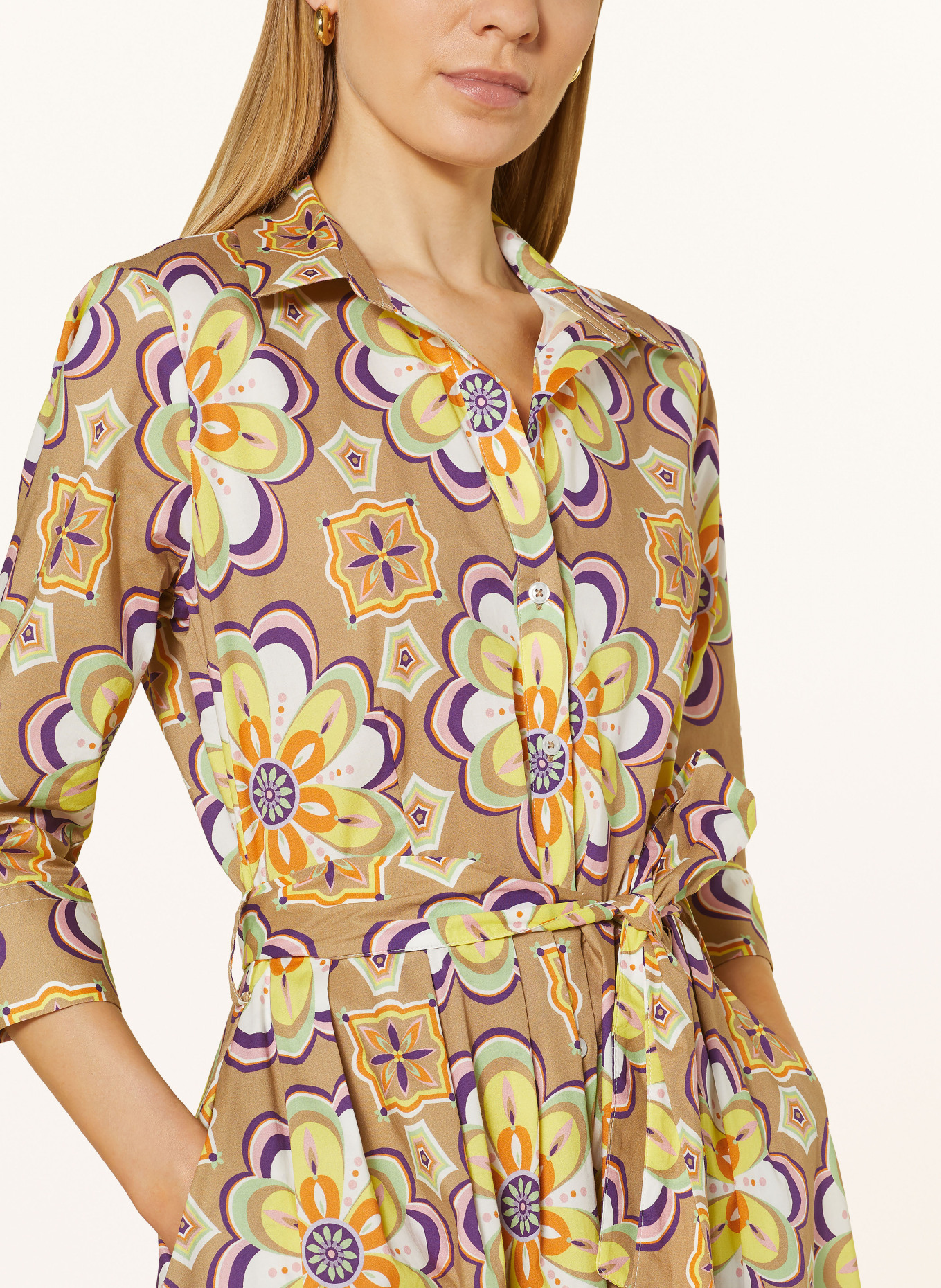rossana diva Shirt dress with 3/4 sleeves, Color: BROWN/ YELLOW/ PURPLE (Image 4)