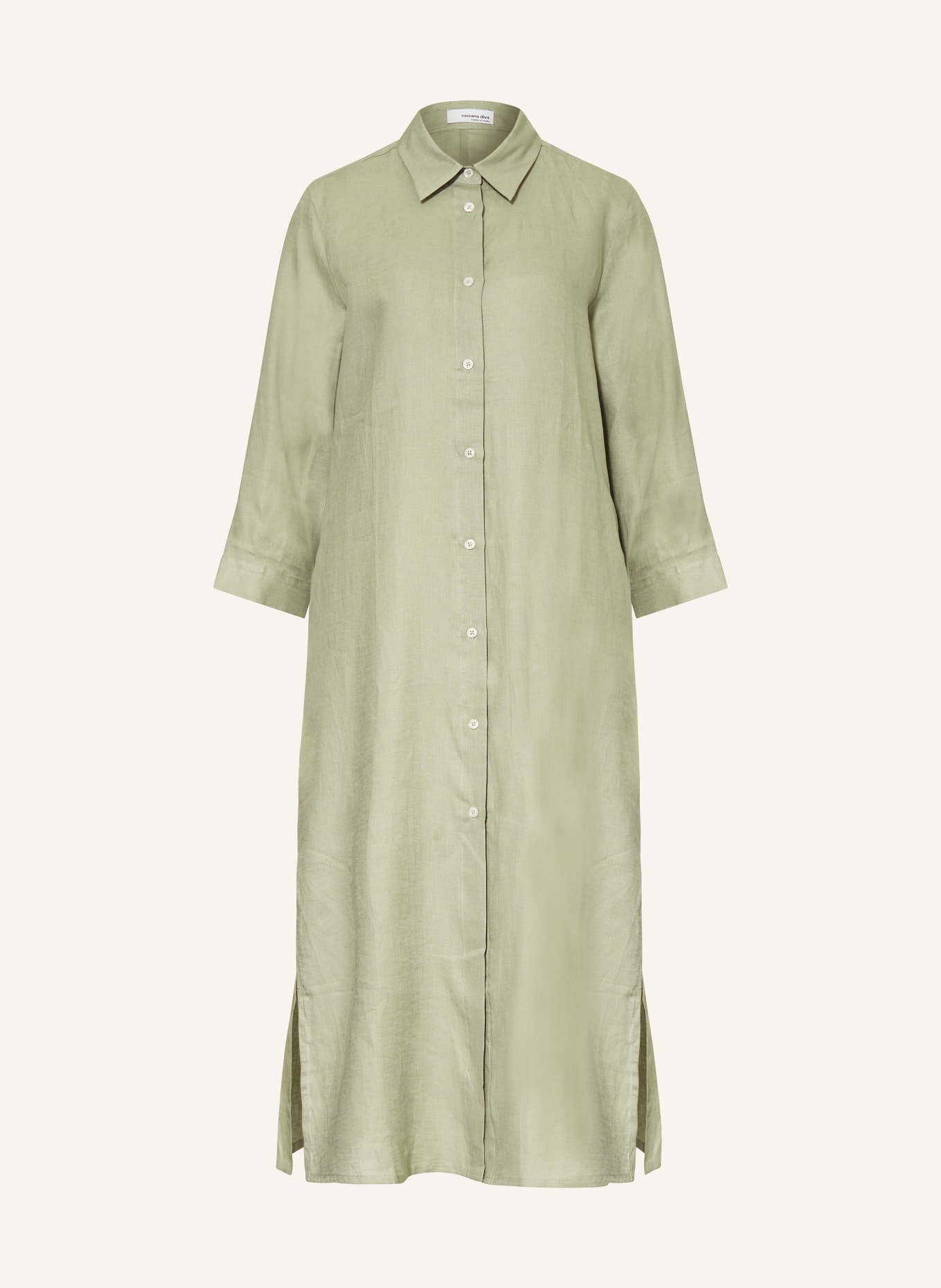 rossana diva Shirt dress made of linen with 3/4 sleeves, Color: GREEN (Image 1)