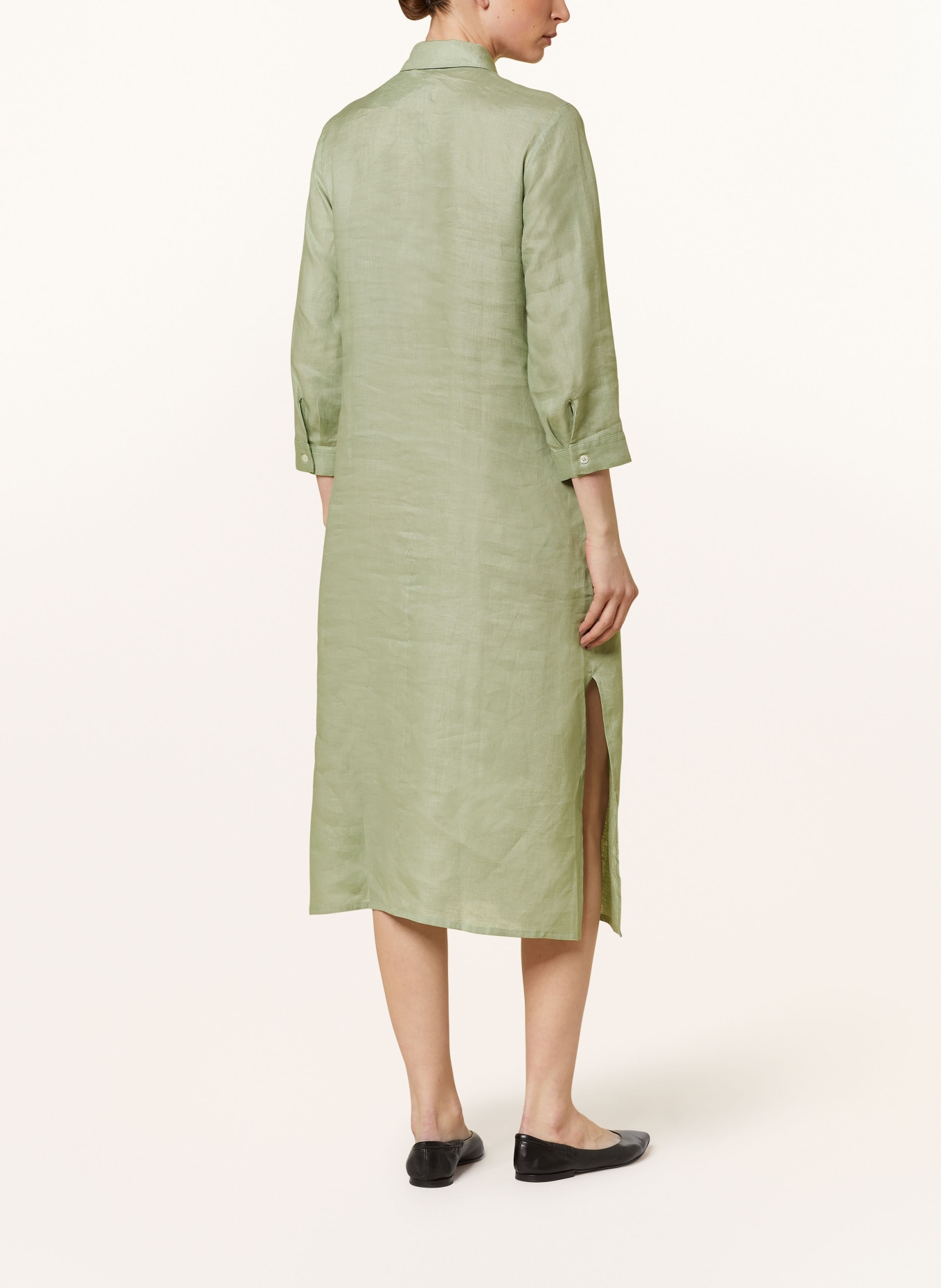 rossana diva Shirt dress made of linen with 3/4 sleeves, Color: GREEN (Image 3)